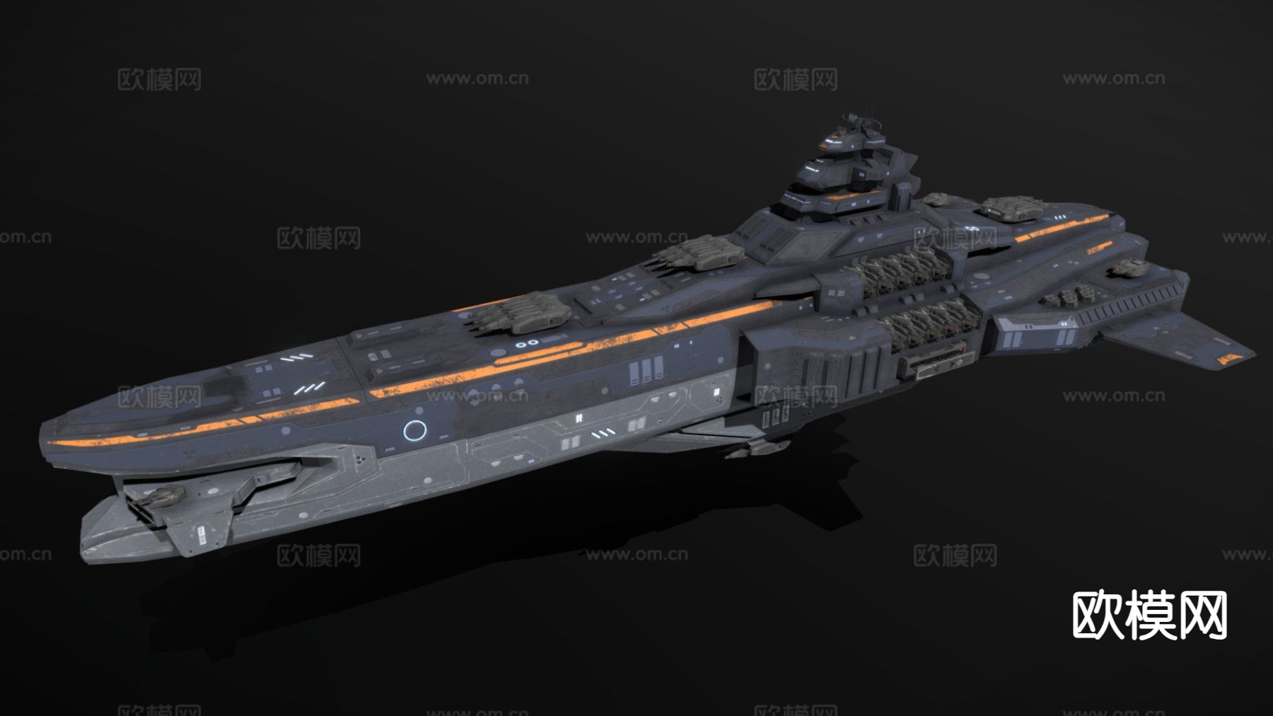 科幻重型巡洋舰su模型下载（渲染图2）