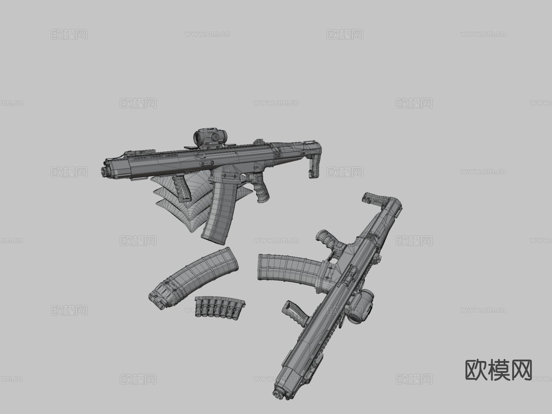 沙漠狐冲锋枪su模型下载（渲染图1）
