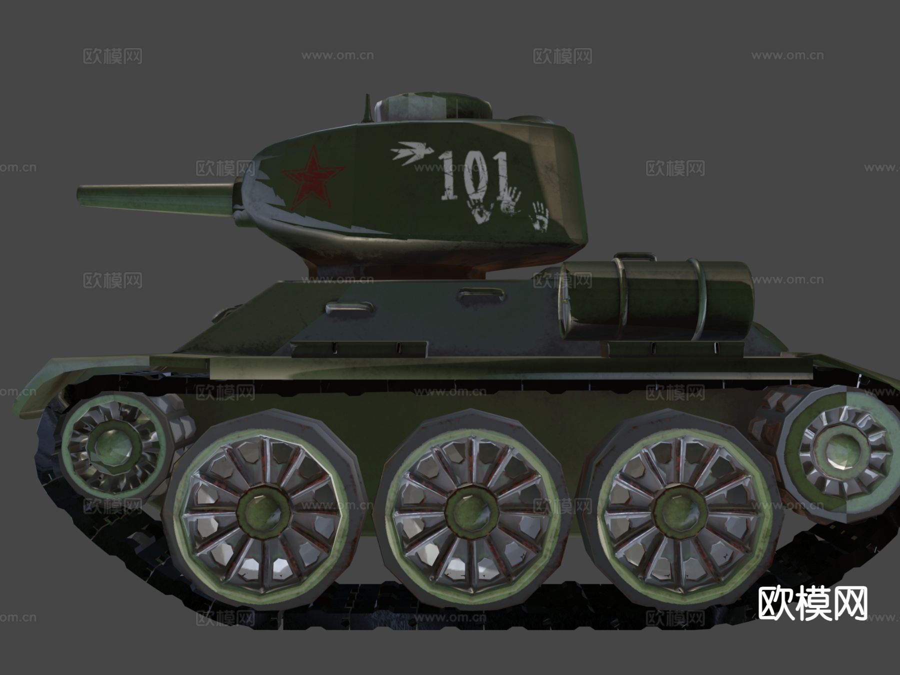 迷你T34坦克 履带车 装甲车su模型下载（渲染图5）