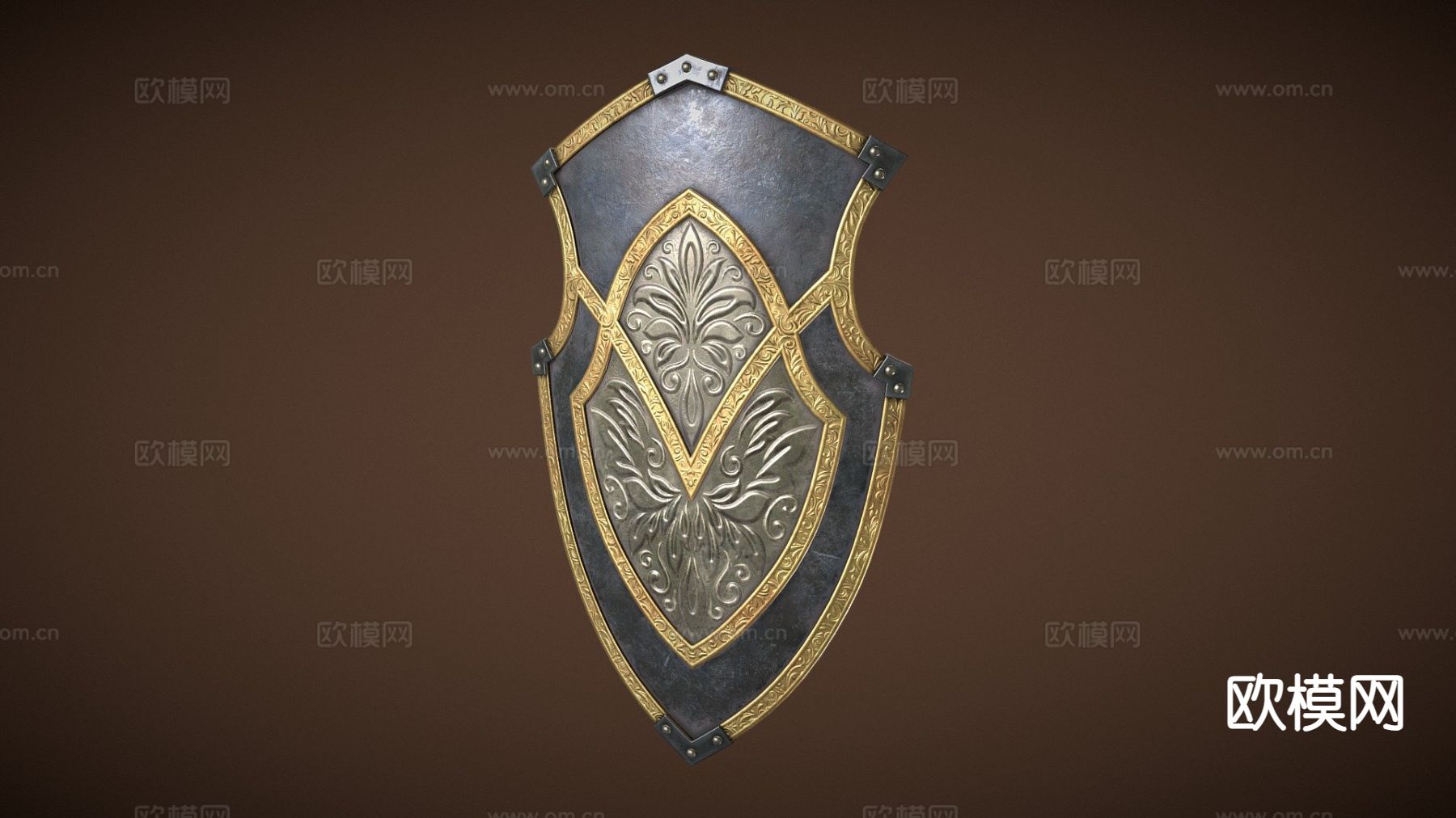 骑士盾 护盾 游戏道具su模型下载（渲染图2）
