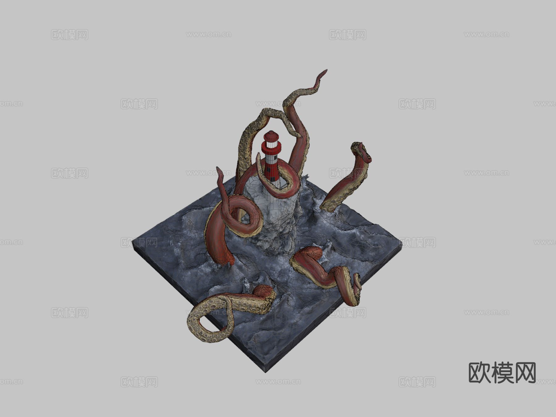 陆战队雕塑 动漫雕塑su模型下载（渲染图1）