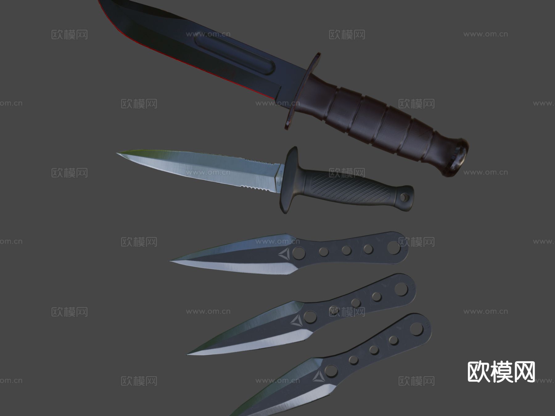 短刀 刀柄 武器su模型下载（渲染图7）