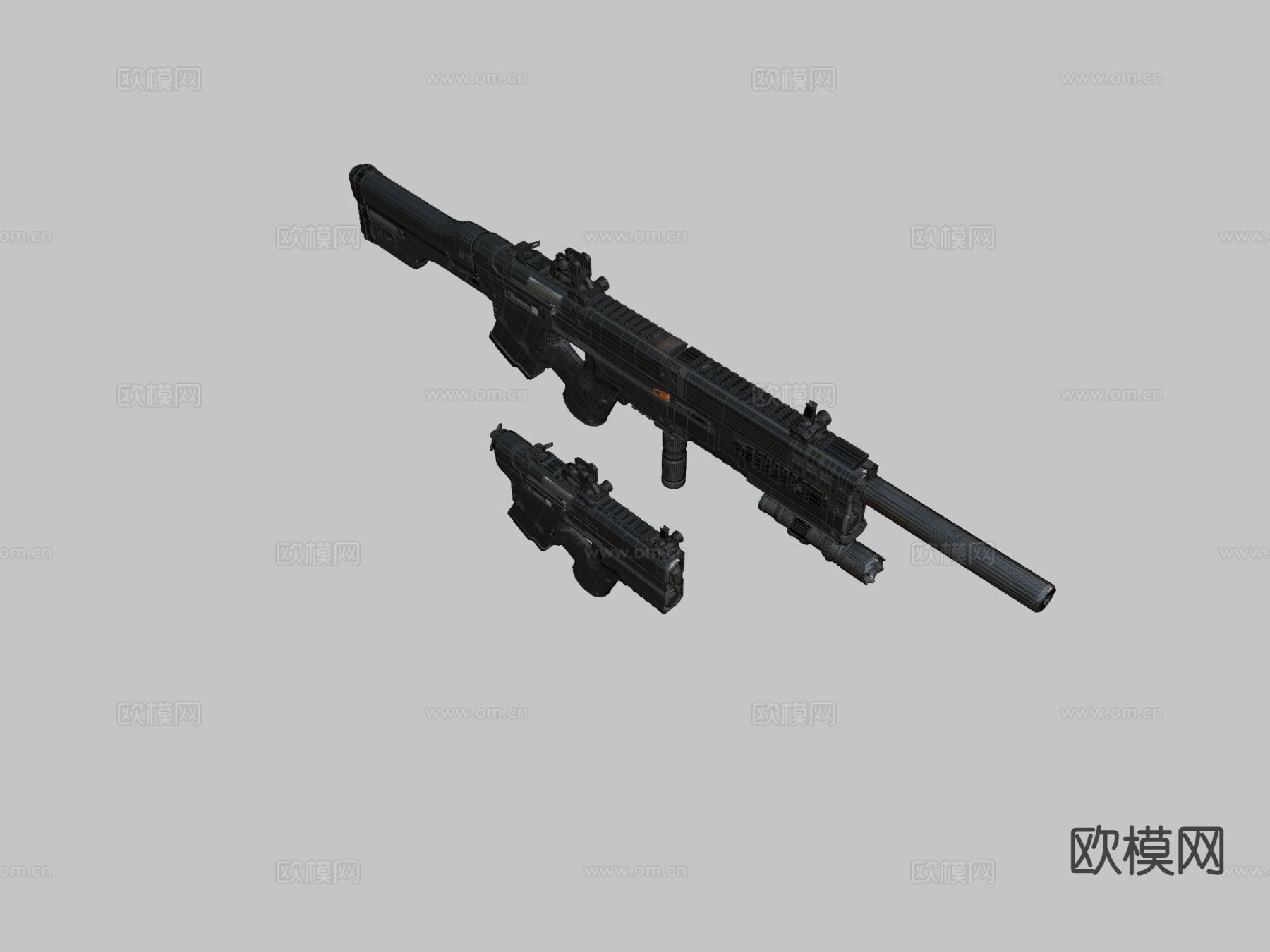手枪与冲锋枪su模型下载（渲染图3）