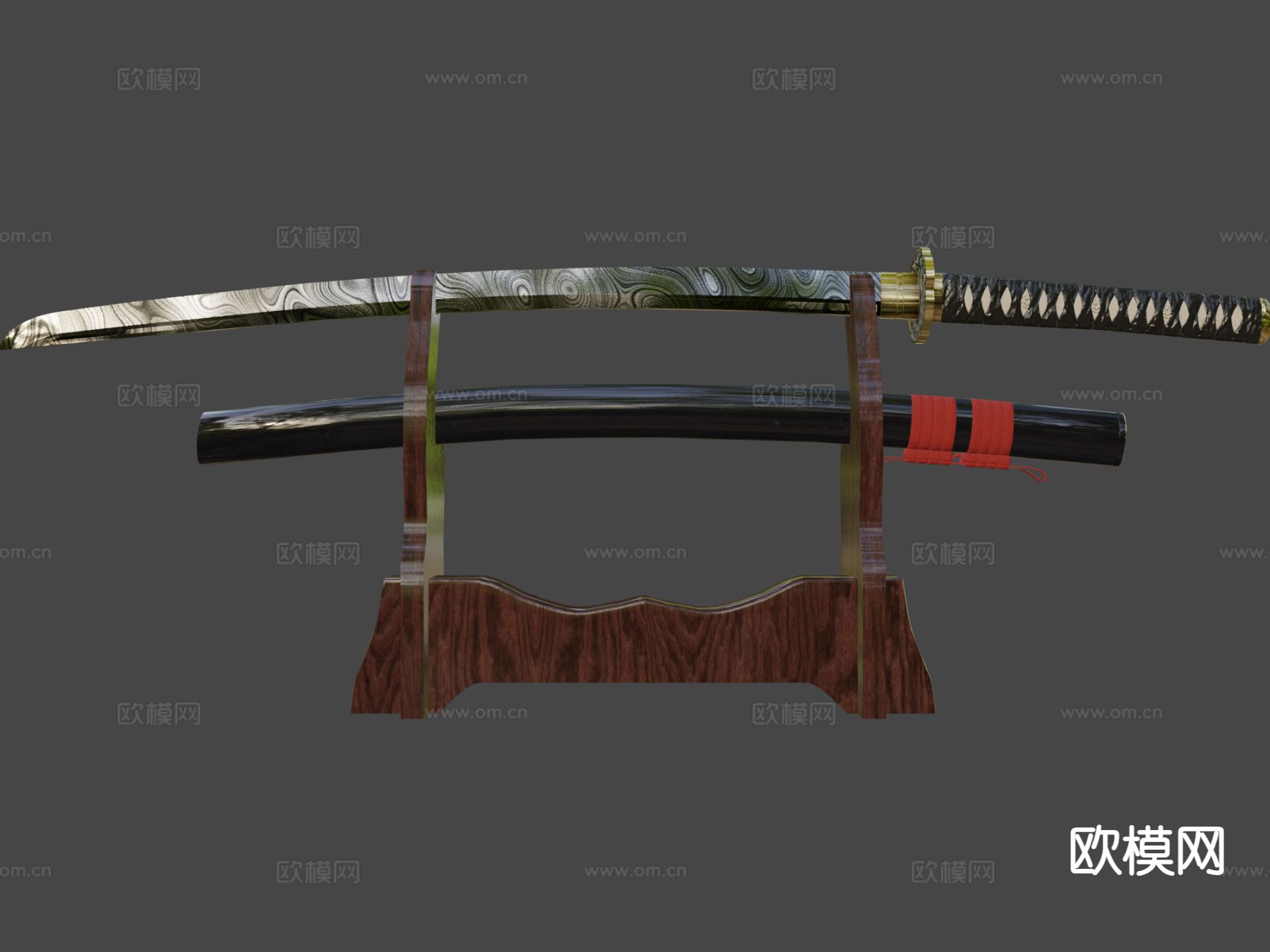 大马士革钢武士刀su模型下载（渲染图7）