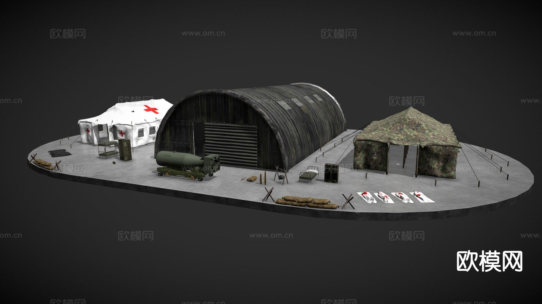 军事基地包su模型下载（渲染图2）