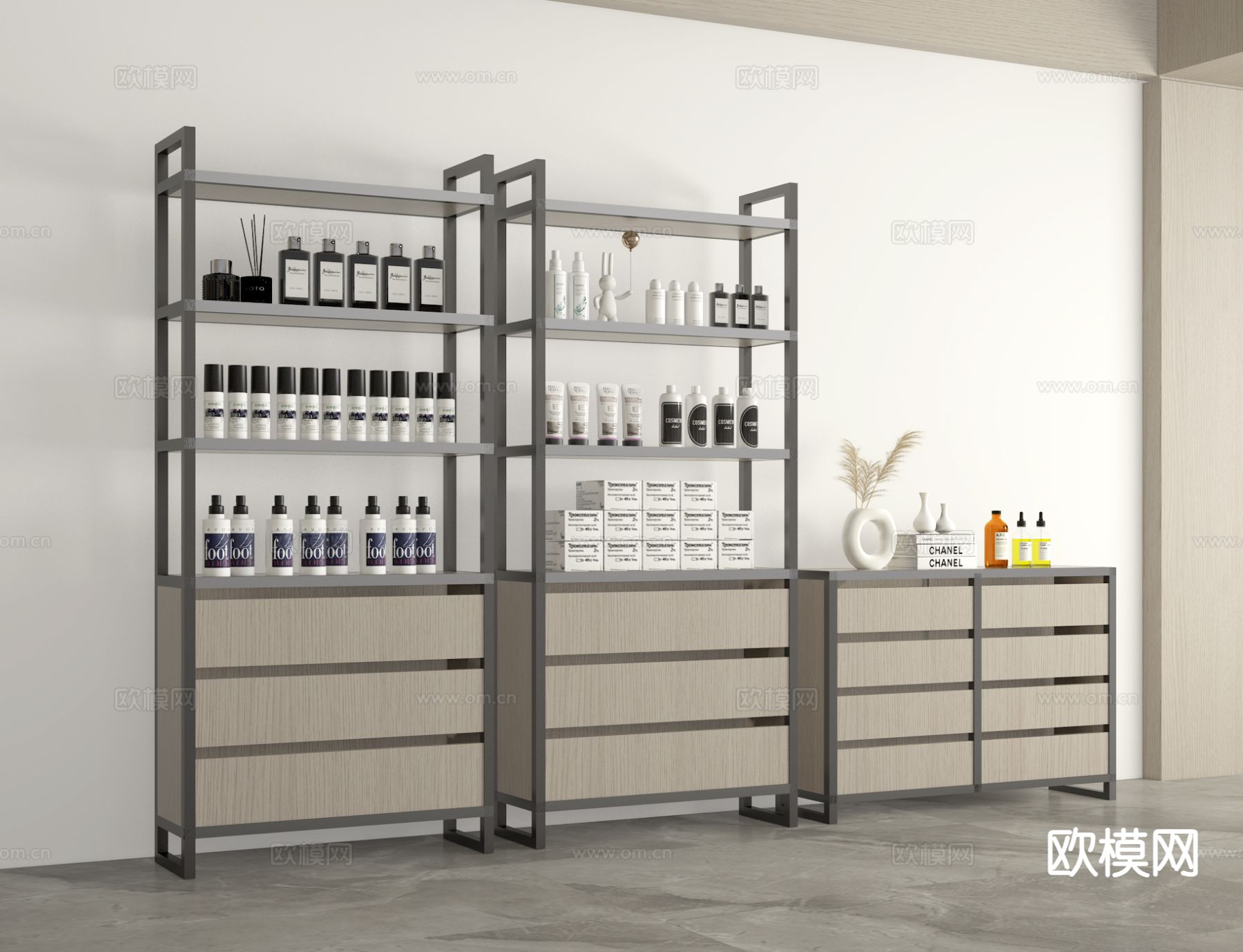 现代化妆品专柜 化妆柜 护肤品柜3d模型下载