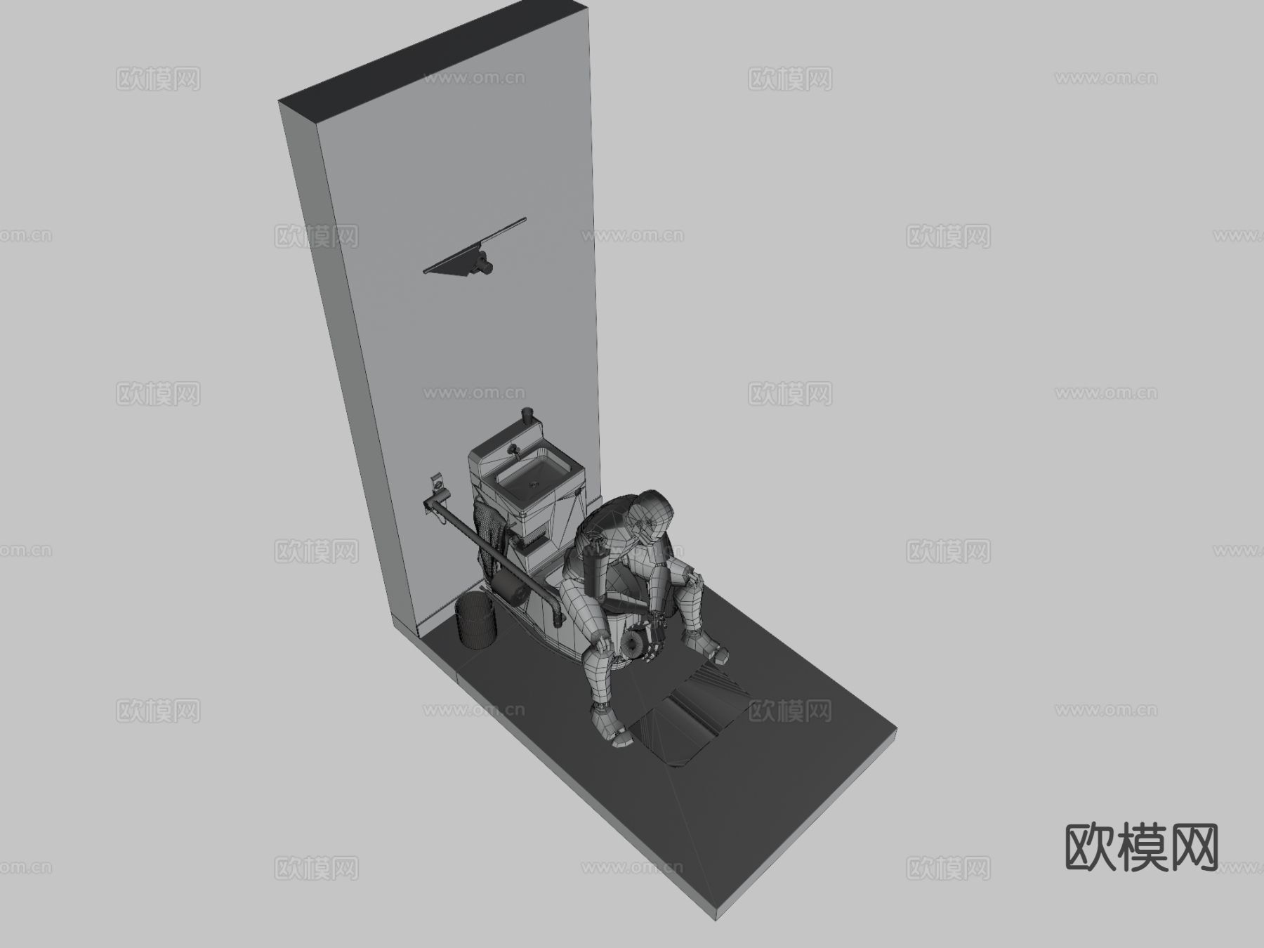 科幻设施 浴室包su模型下载（渲染图3）