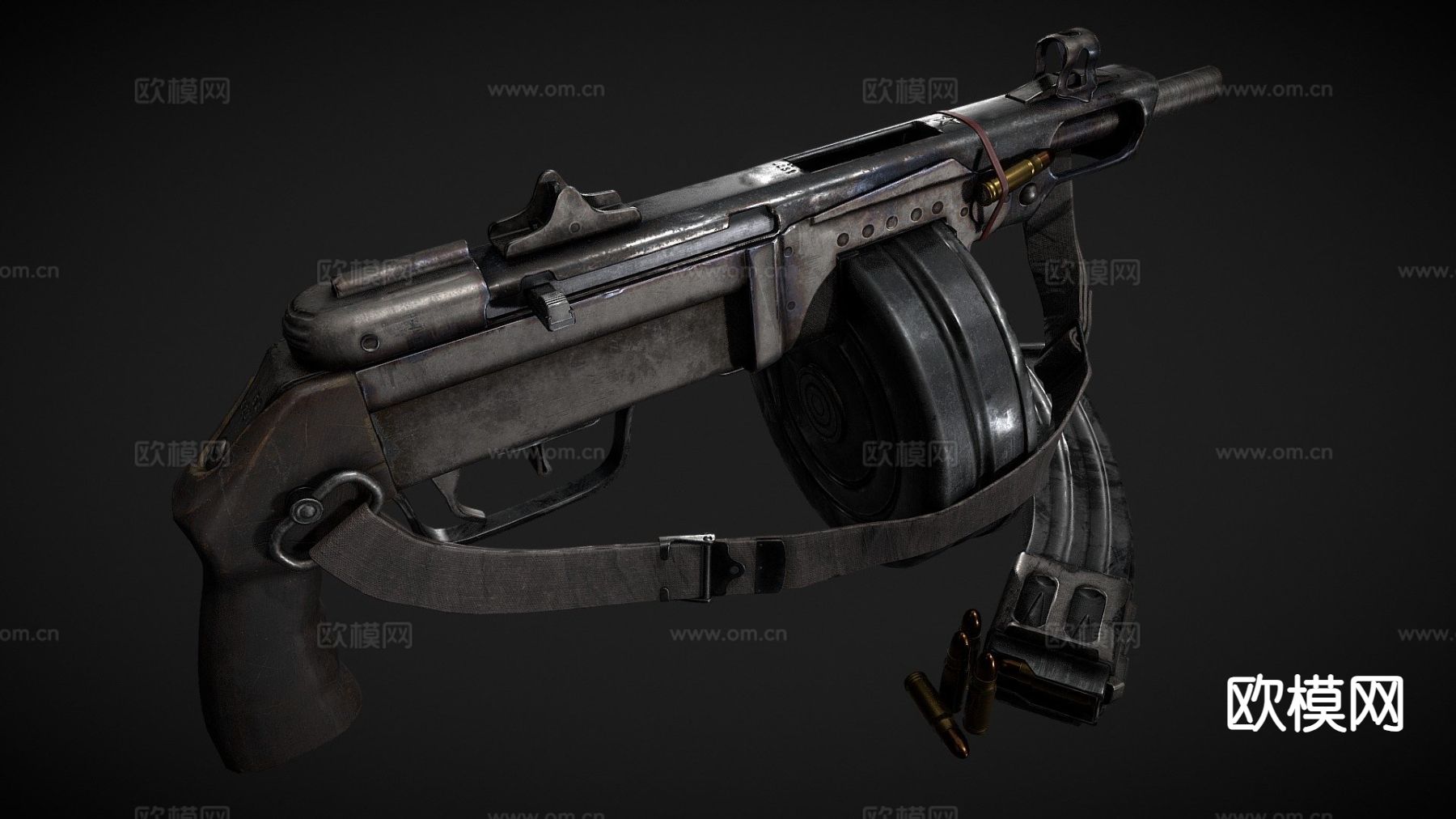 枪械 机枪su模型下载（渲染图2）