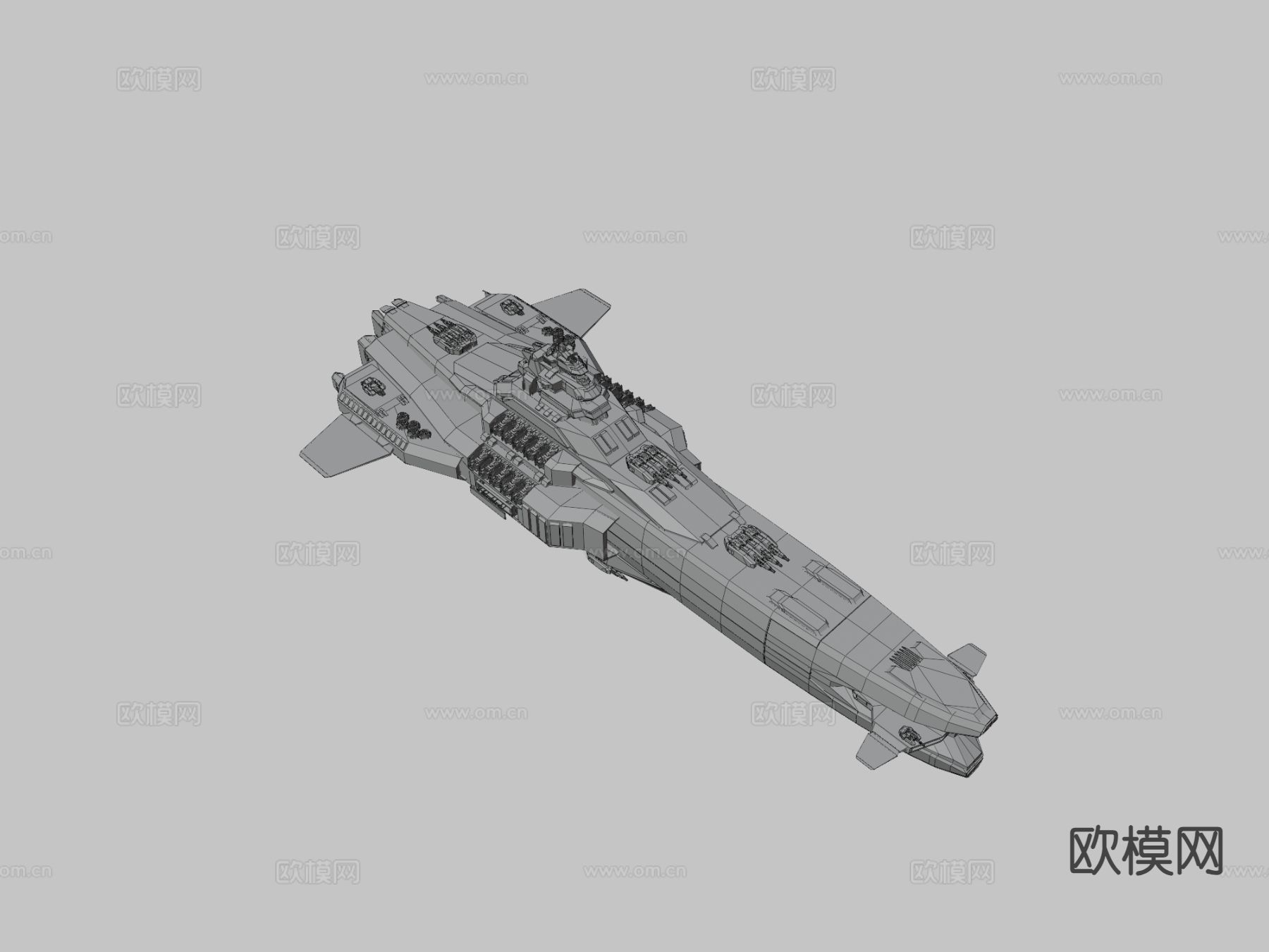 科幻重型巡洋舰su模型下载（渲染图5）