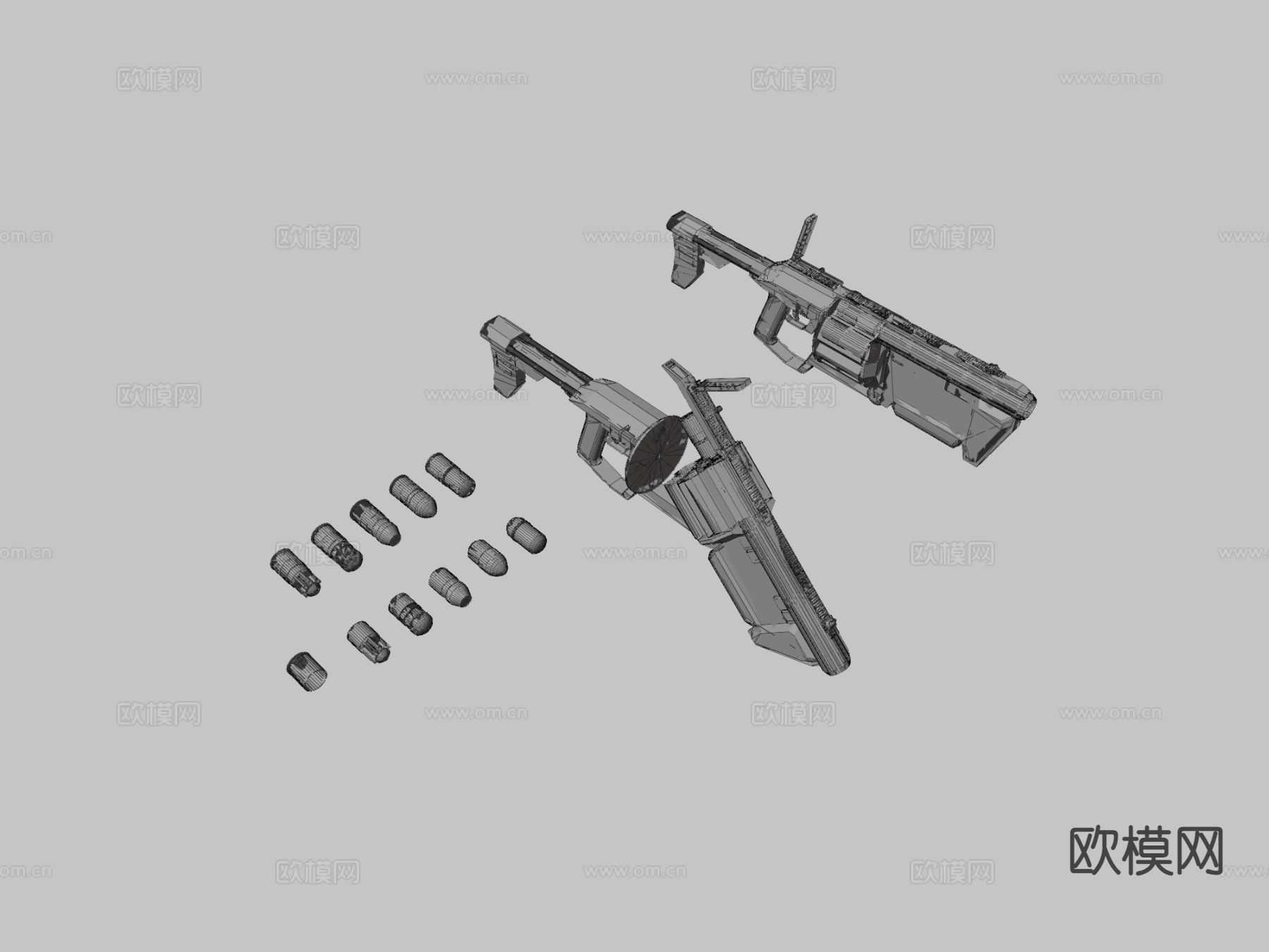 科幻榴弹器 发射器su模型下载（渲染图3）