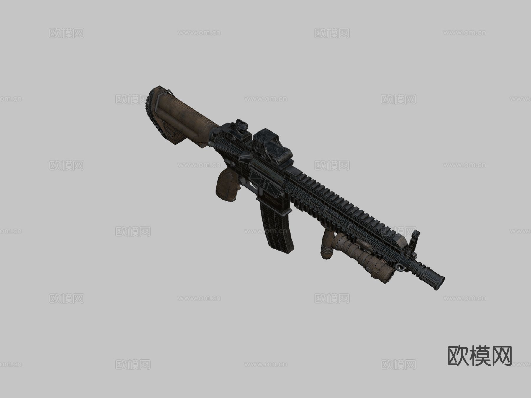 科赫 HK416步枪 枪支 枪械su模型下载（渲染图1）