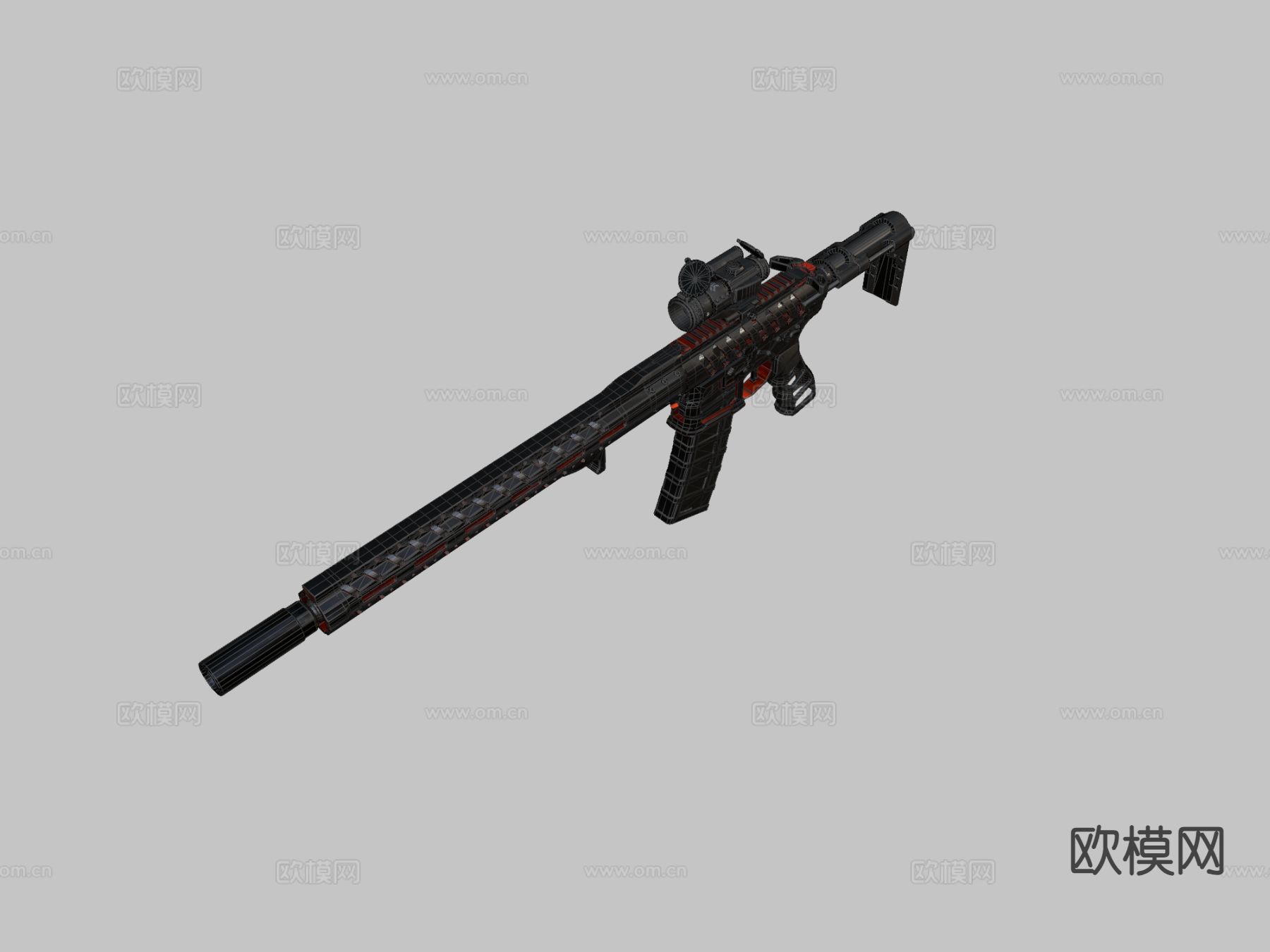 骨架化步枪su模型下载（渲染图1）