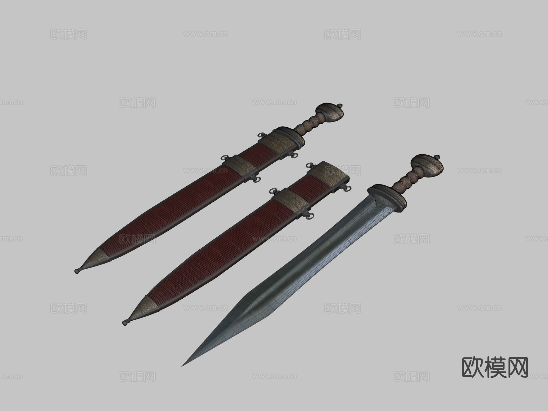 罗马剑及剑鞘su模型下载（渲染图1）