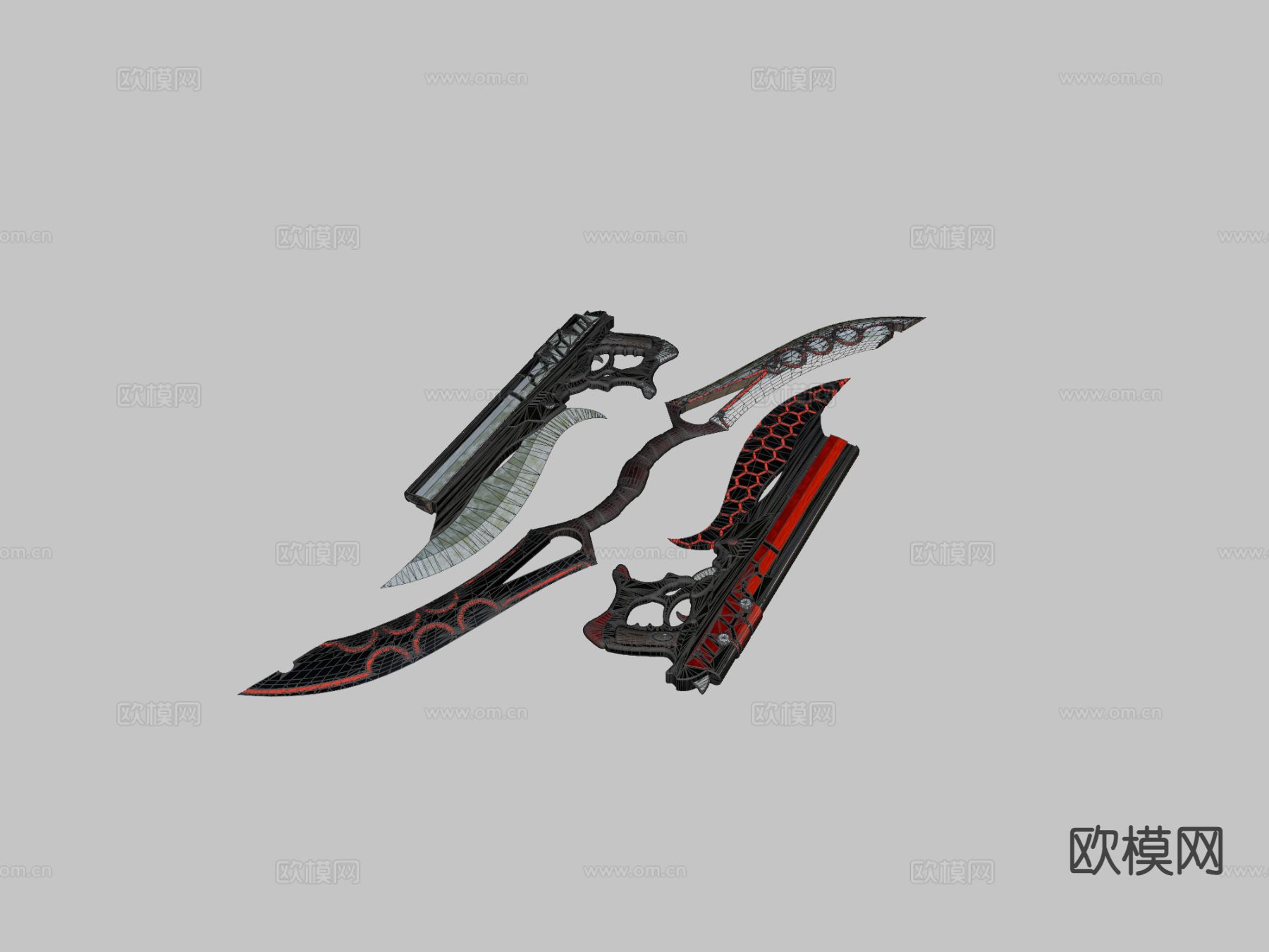游戏刀具 刀剑 弯刀su模型下载（渲染图1）