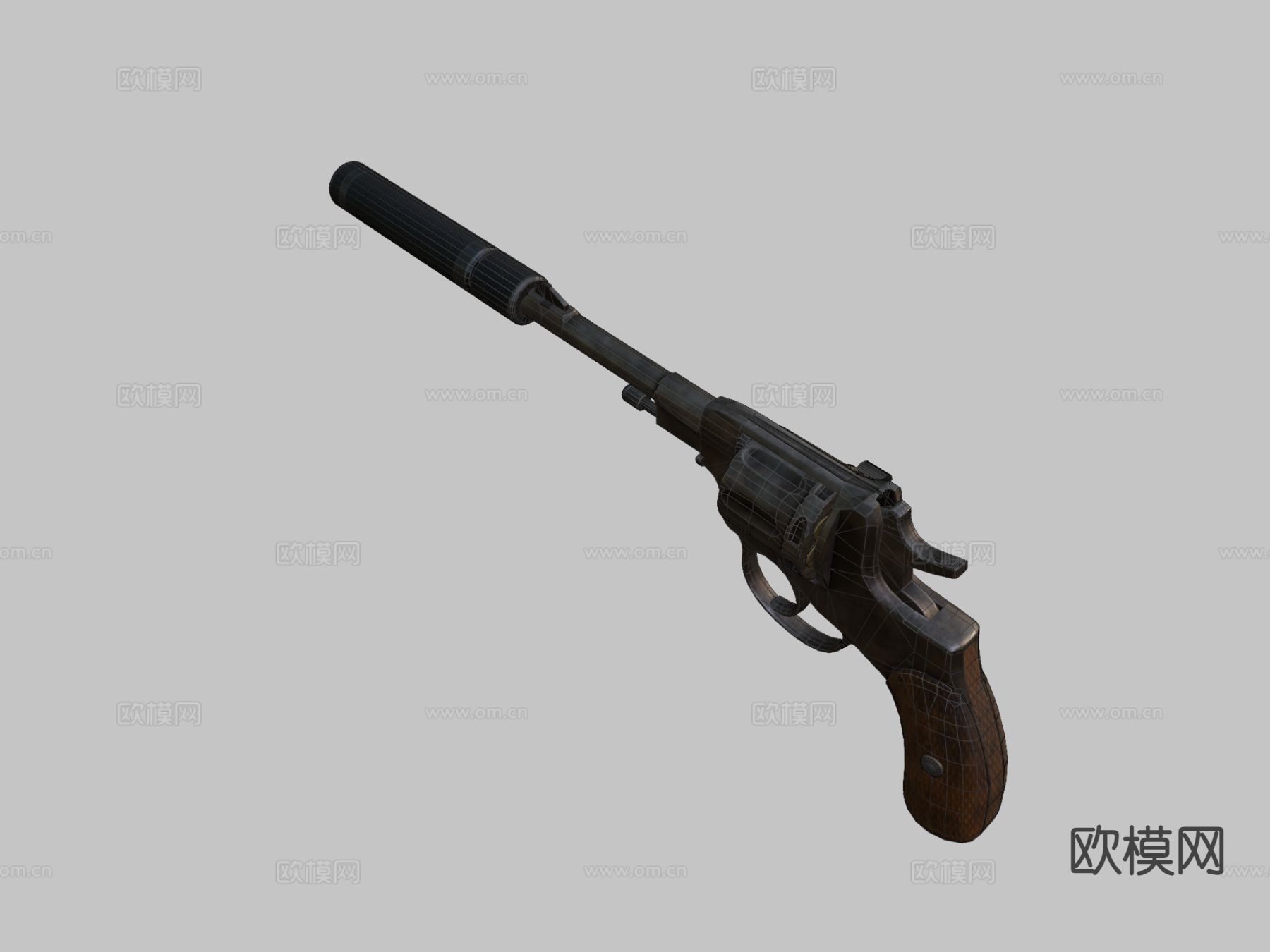 纳甘M1895手枪su模型下载（渲染图1）