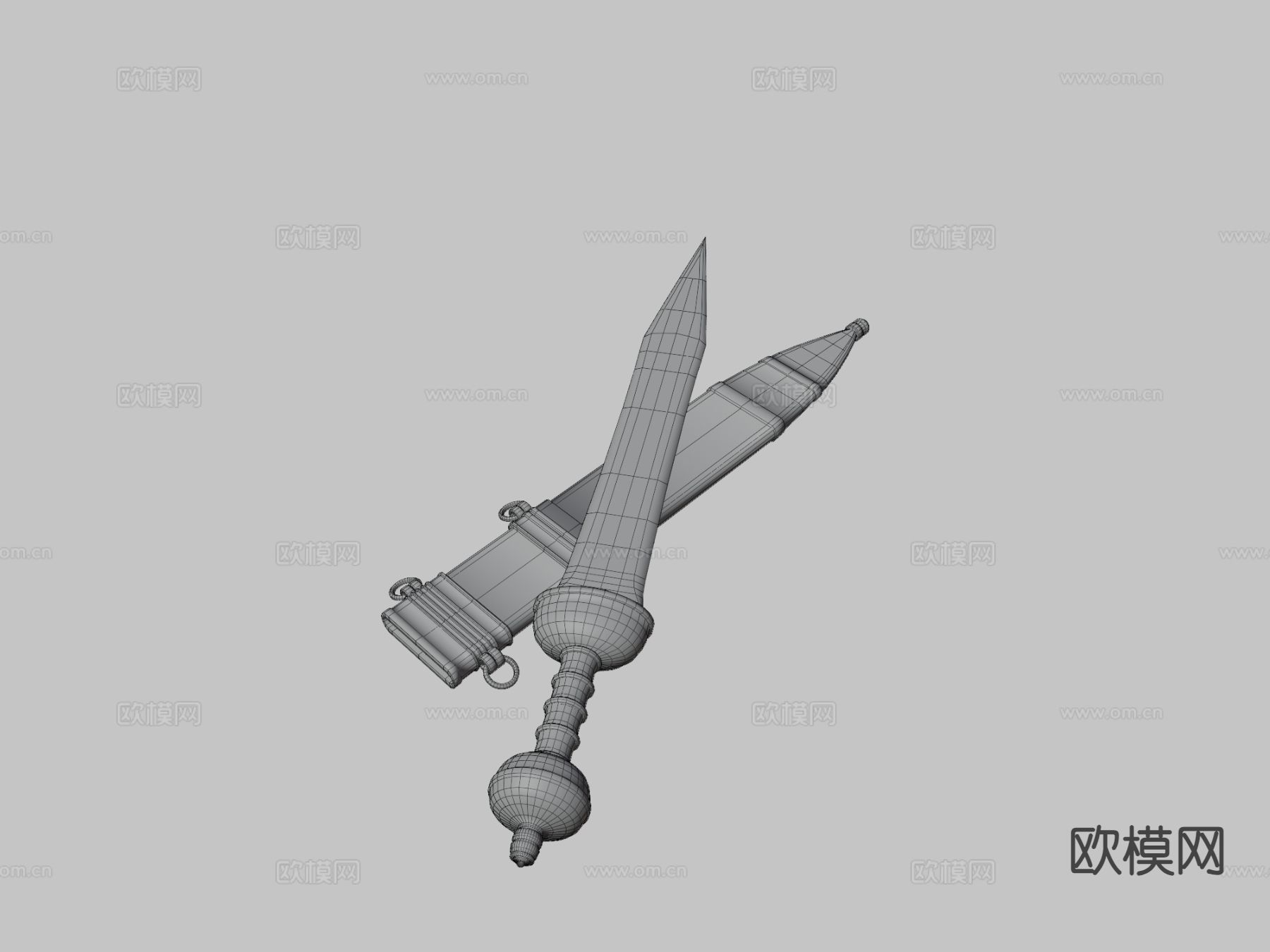 刀与刀鞘su模型下载（渲染图1）