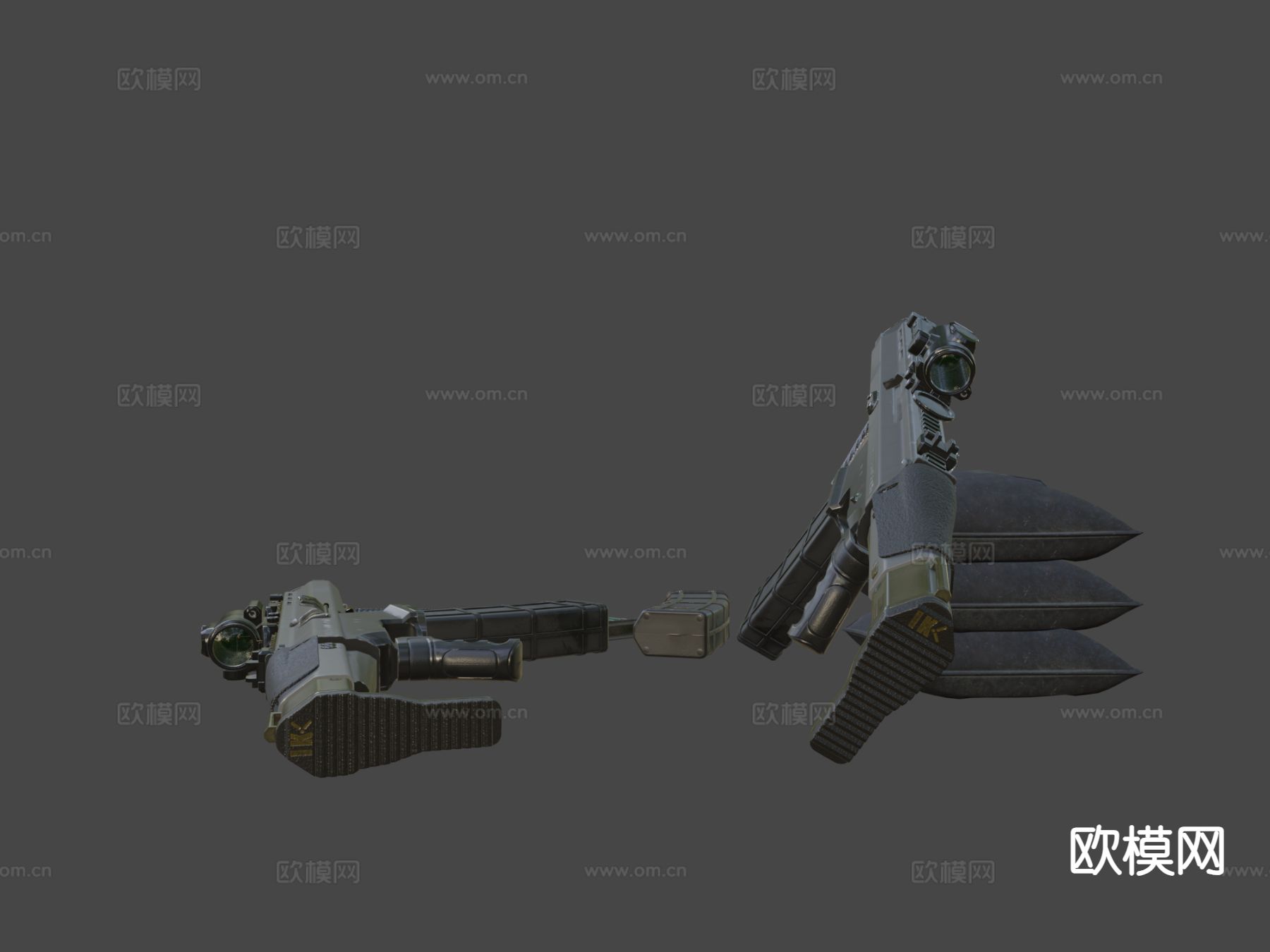 沙漠狐冲锋枪su模型下载（渲染图6）