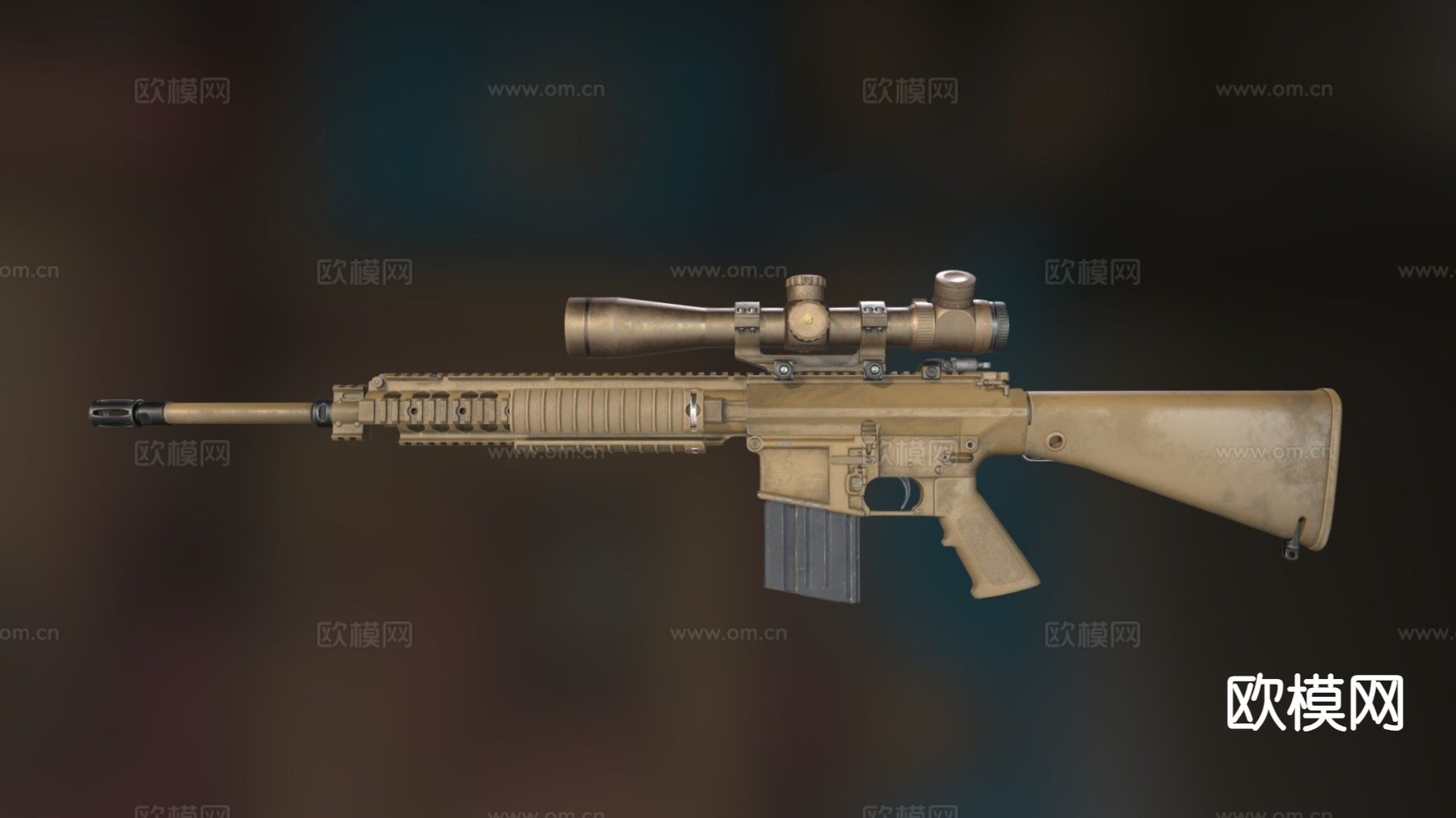 半自动狙击枪su模型下载（渲染图2）