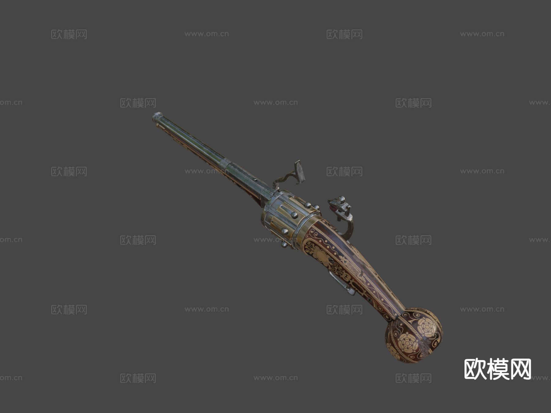 燧发左轮手枪su模型下载（渲染图4）