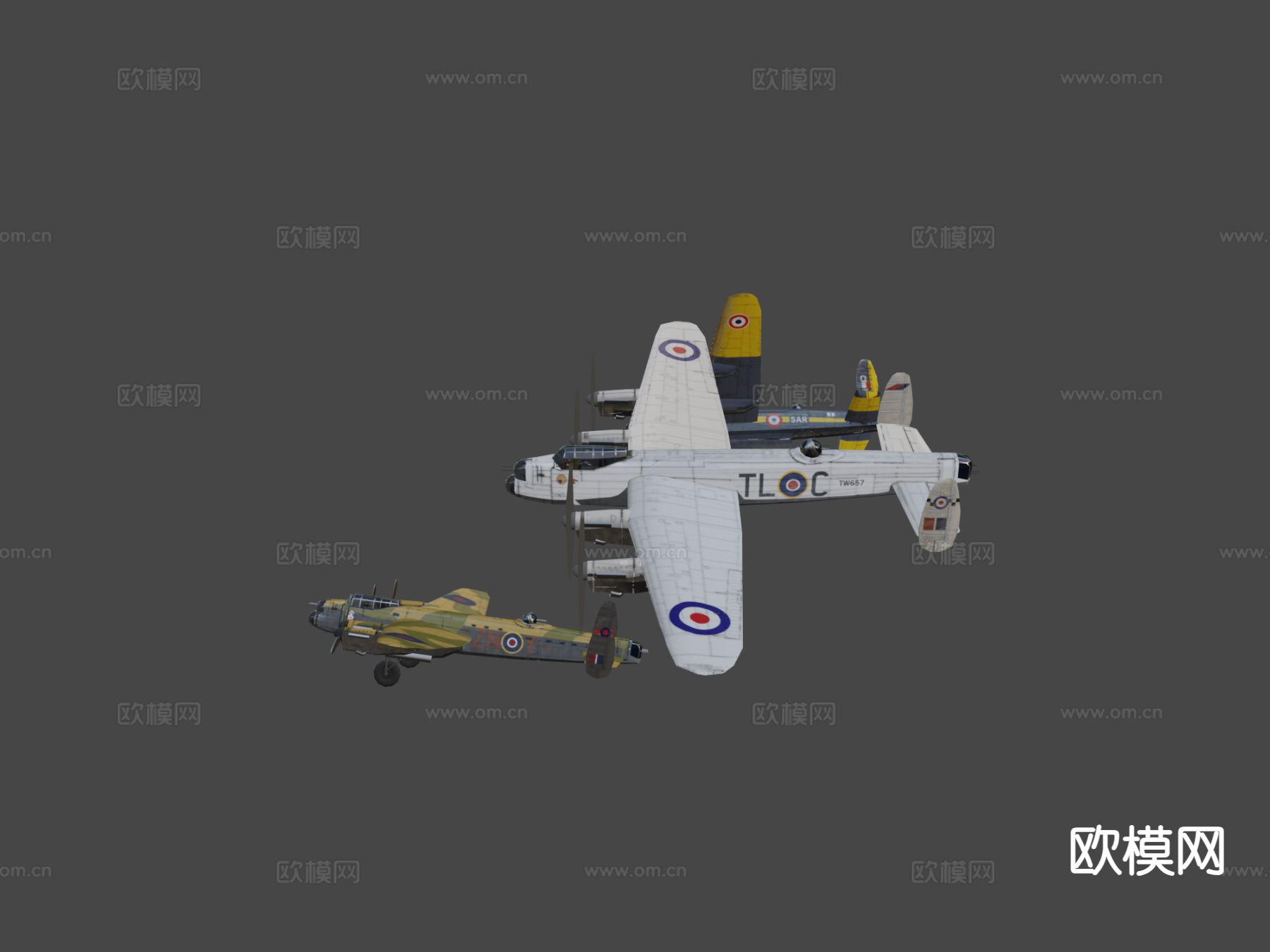 兰开斯特 战斗机 轰炸机su模型下载（渲染图4）