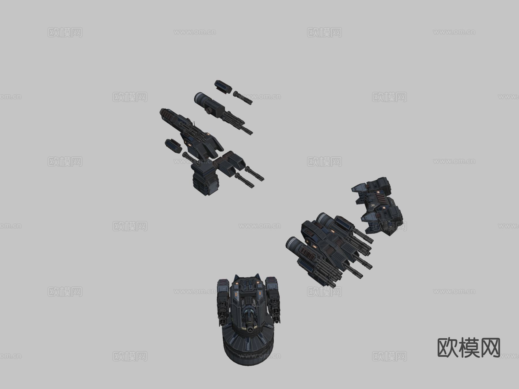 科幻炮塔su模型下载（渲染图1）