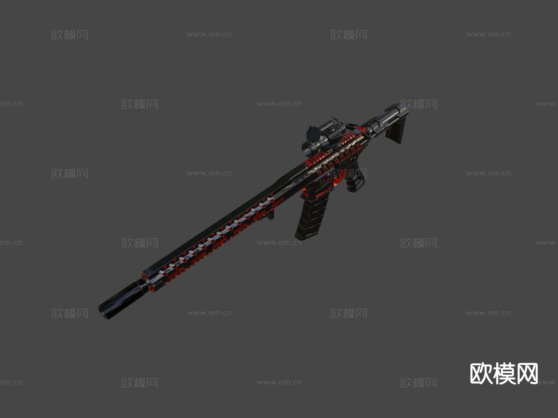 骨架化步枪su模型下载（渲染图3）