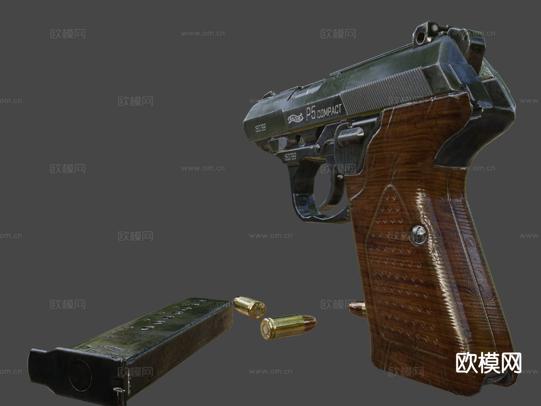 沃尔瑟手枪 枪支 枪械su模型下载（渲染图7）