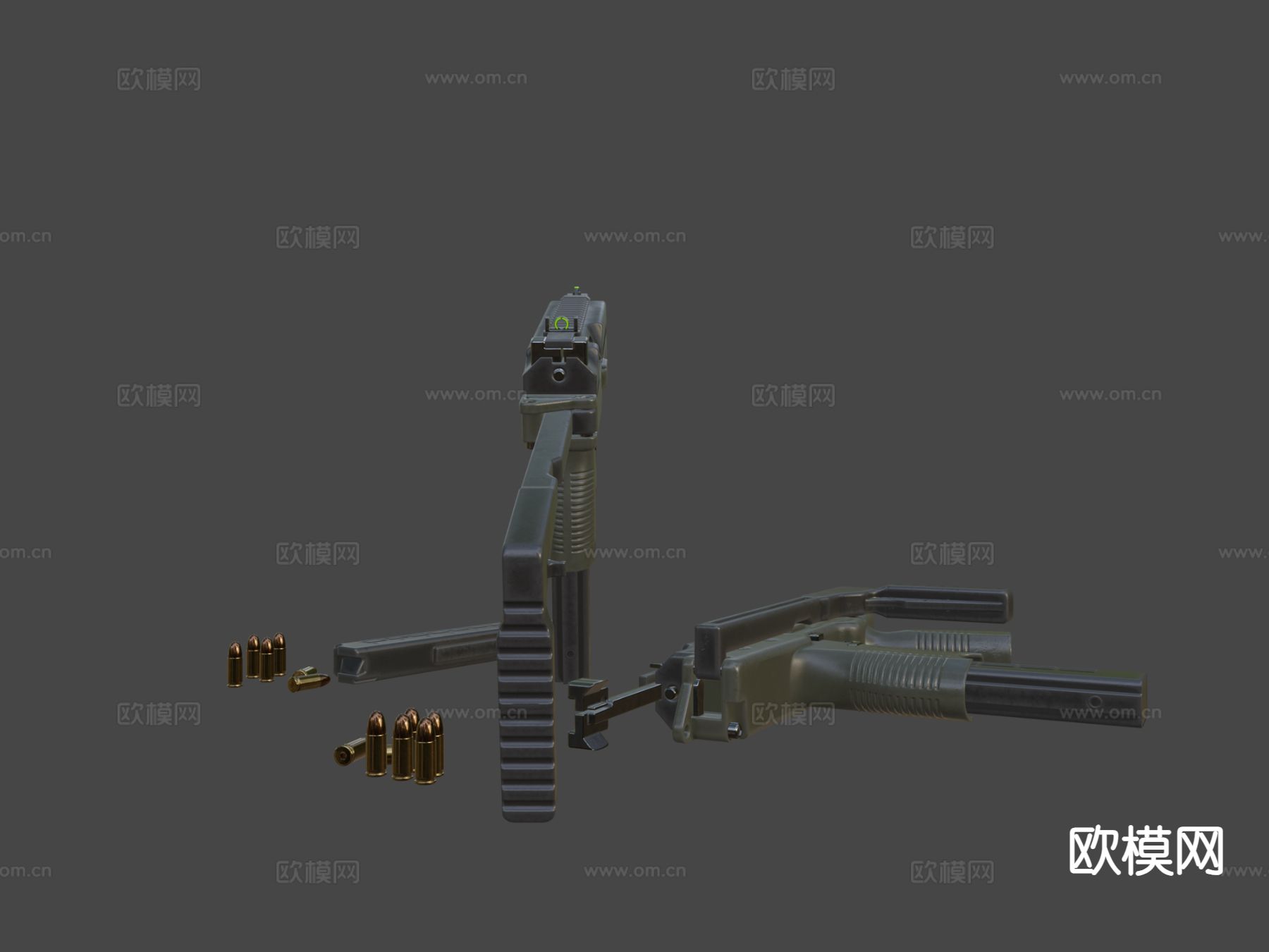 MP9冲锋枪su模型下载（渲染图4）