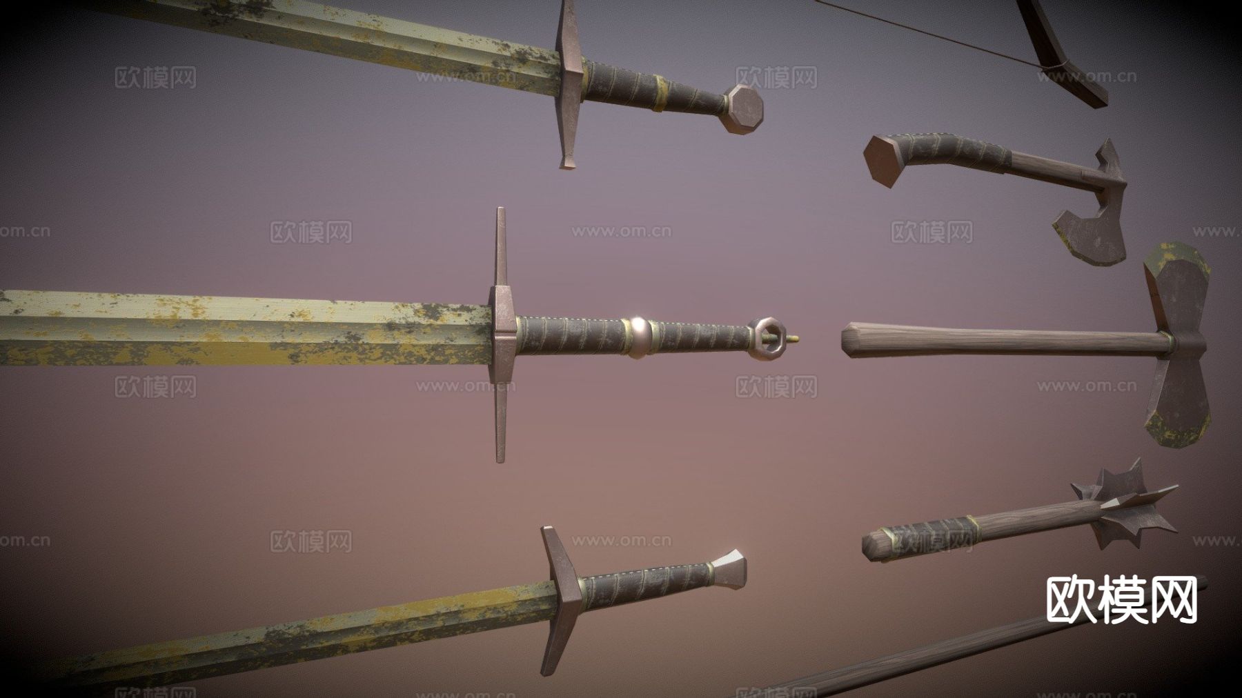 生锈的强盗武器套装su模型下载（渲染图2）