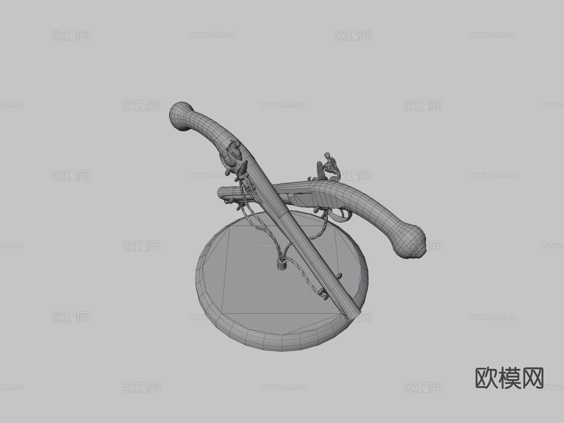 燧发枪su模型下载（渲染图1）