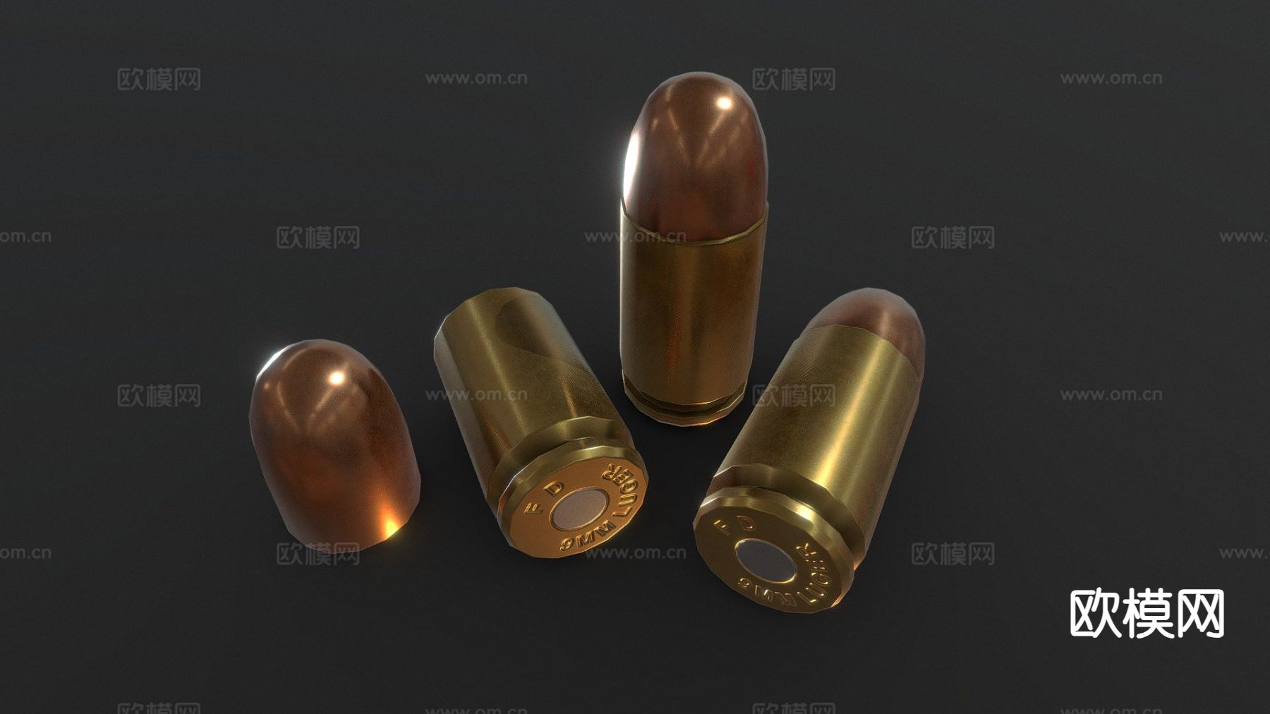9x19mm弹药 子弹su模型下载（渲染图2）