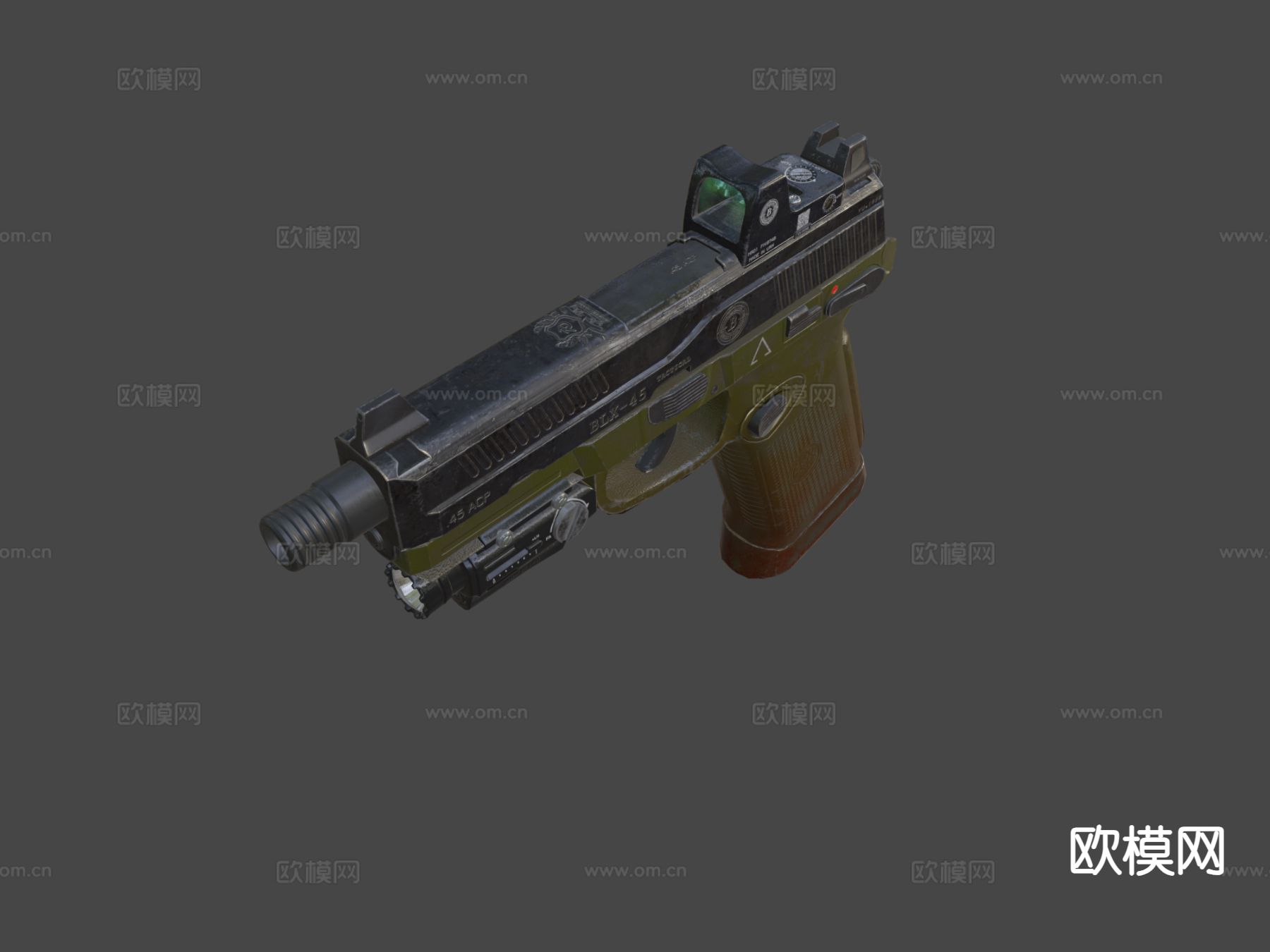 毒蛇FNX-45手枪su模型下载（渲染图6）