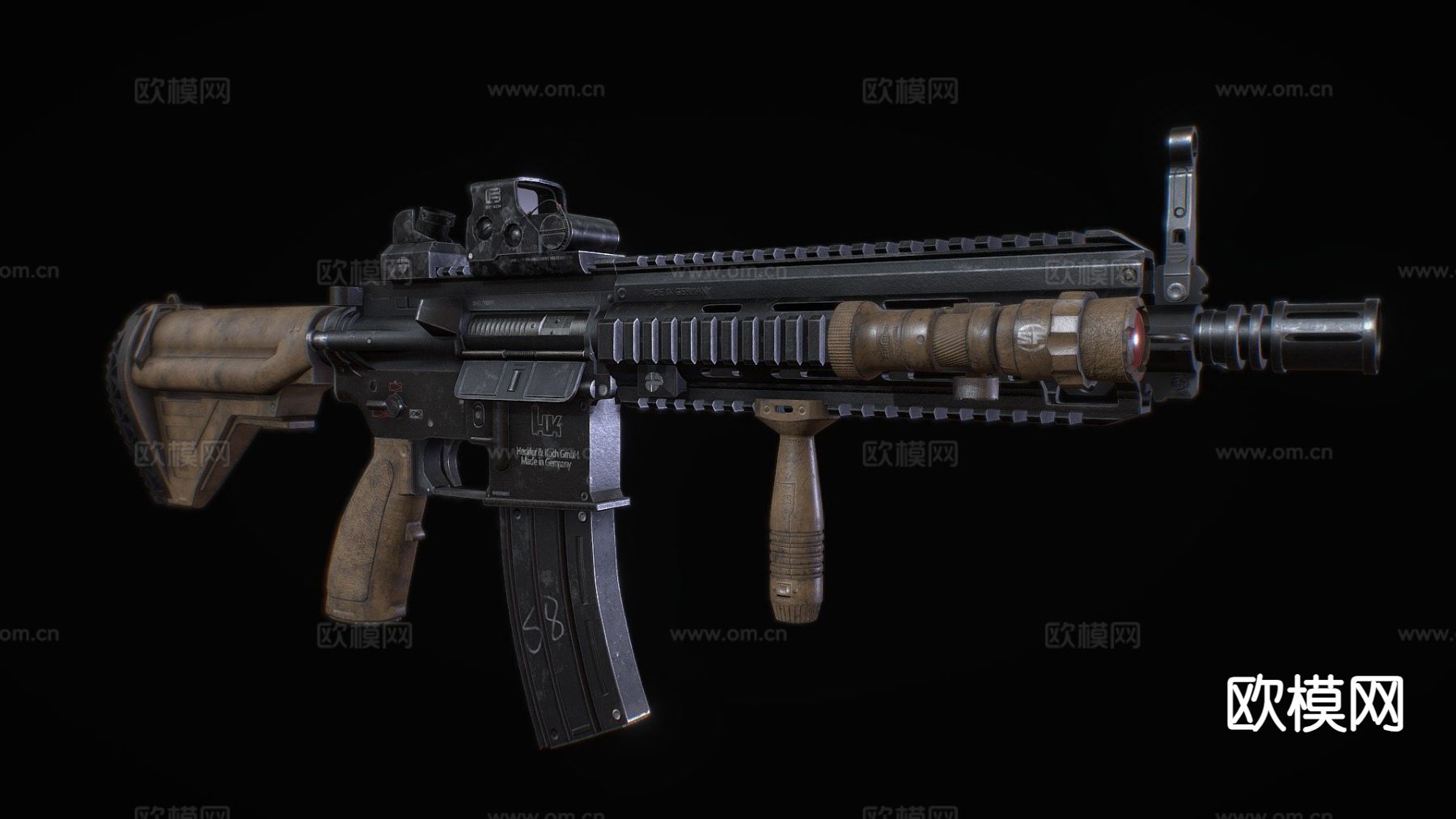 科赫 HK416步枪 枪支 枪械su模型下载（渲染图2）