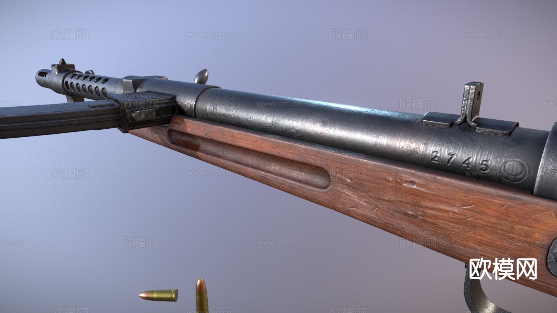 型冲锋枪su模型下载（渲染图2）