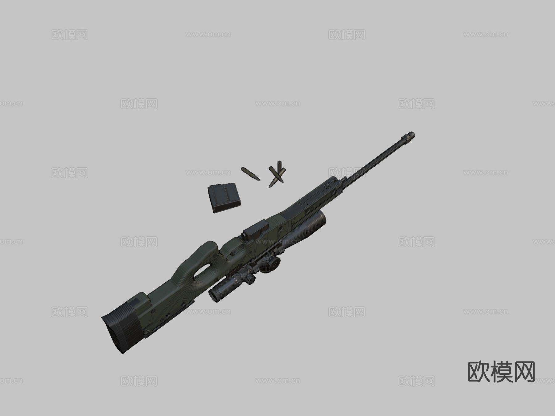 AWM狙击步枪su模型下载（渲染图3）