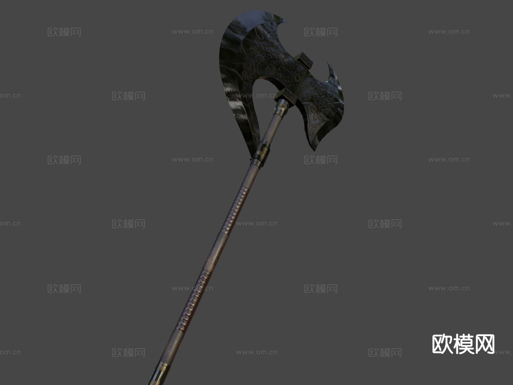 金玫瑰战斧su模型下载（渲染图6）