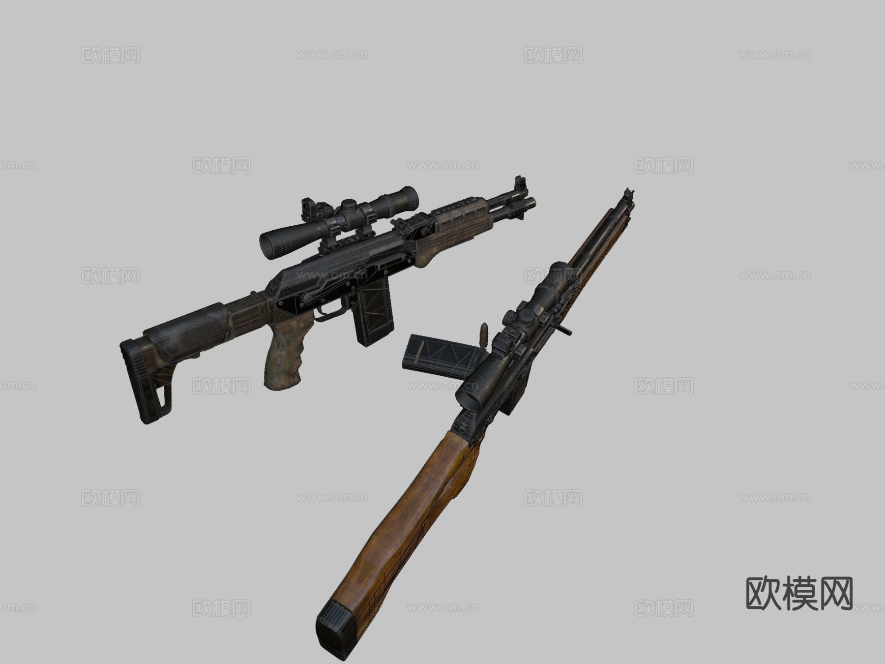 AK-47步枪su模型下载（渲染图1）