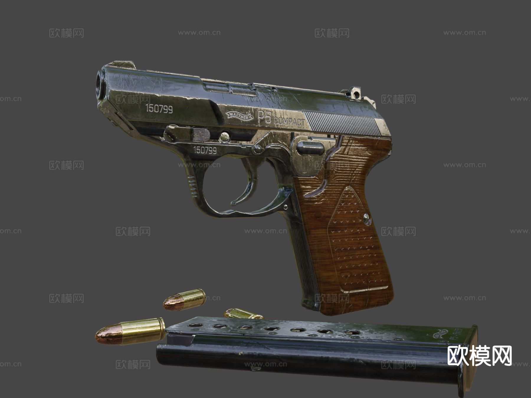 沃尔瑟手枪 枪支 枪械su模型下载（渲染图5）