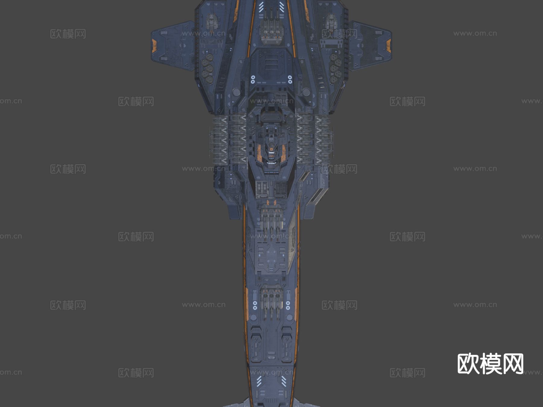 科幻重型巡洋舰su模型下载（渲染图7）