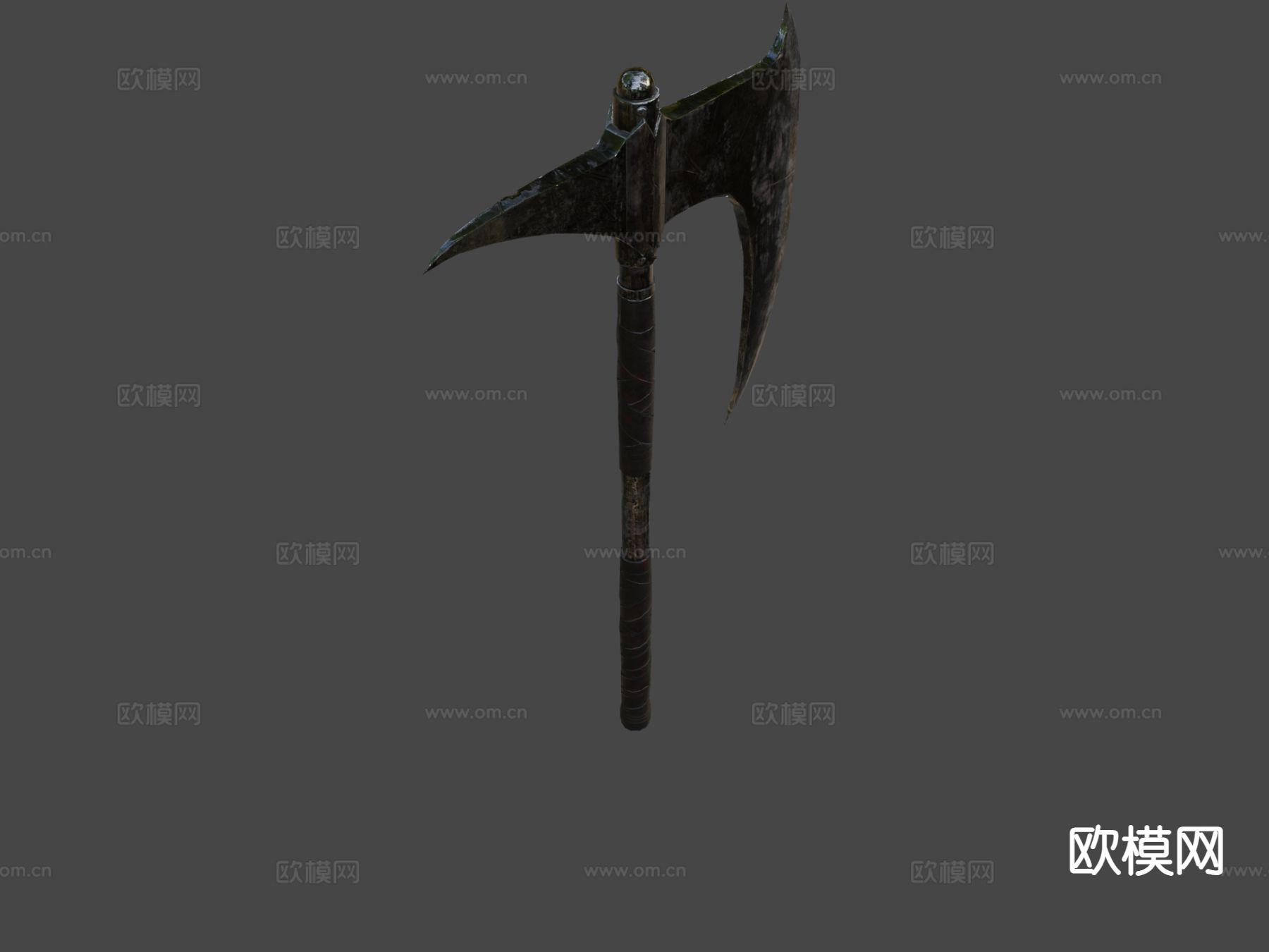 屠龙斧 战斧 游戏道具su模型下载（渲染图6）