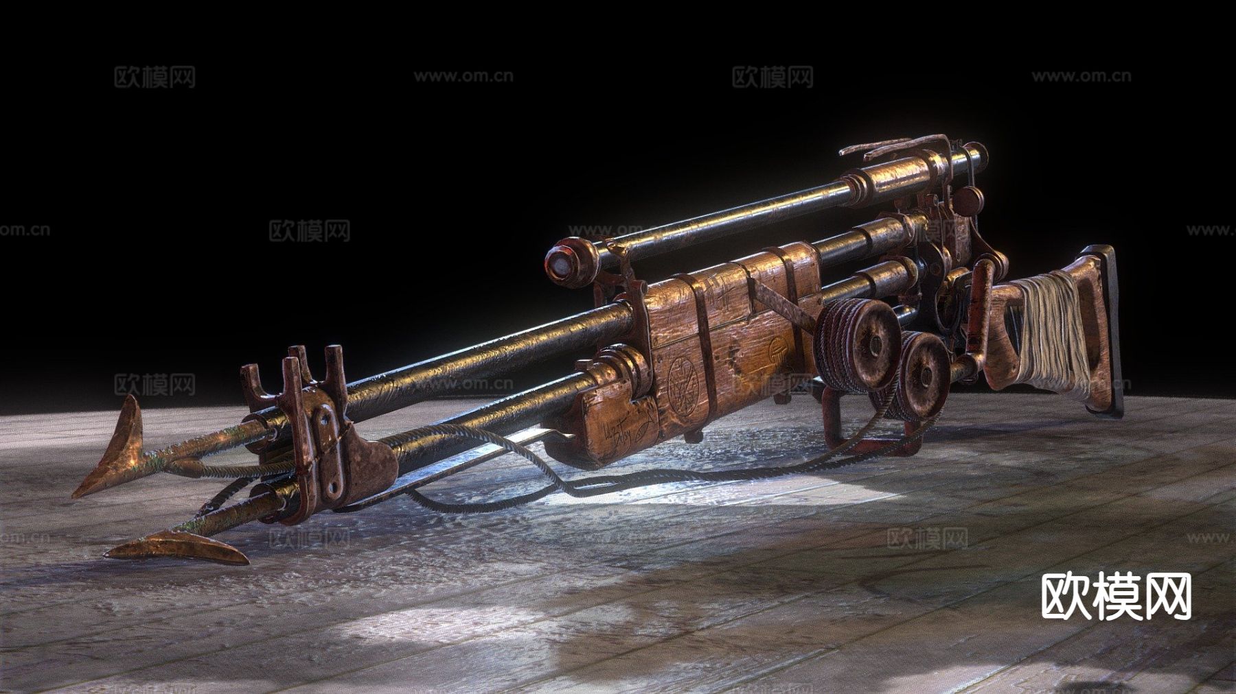蒸汽朋克鱼叉枪su模型下载（渲染图2）