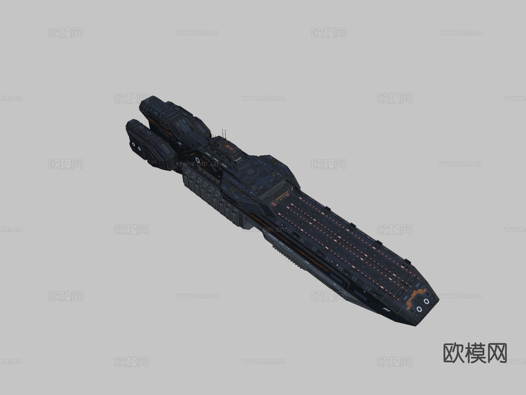 科幻轻型航母勇者su模型下载（渲染图1）