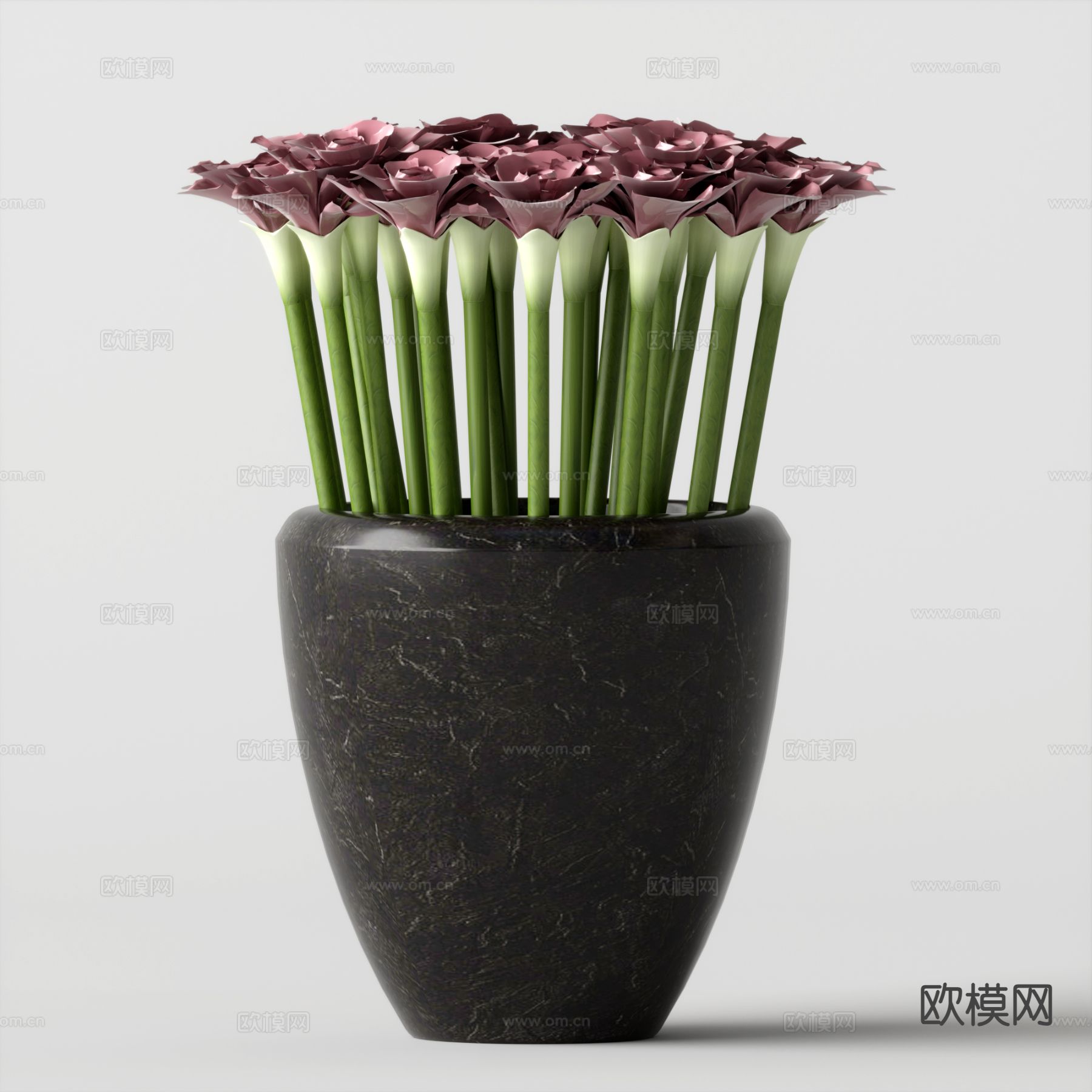 现代花瓶 花艺 插花 鲜花3d模型