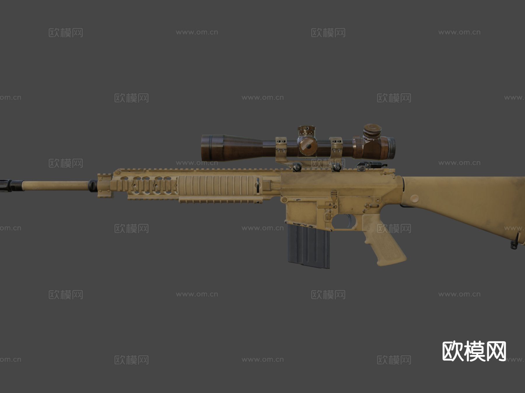 半自动狙击枪su模型下载（渲染图6）