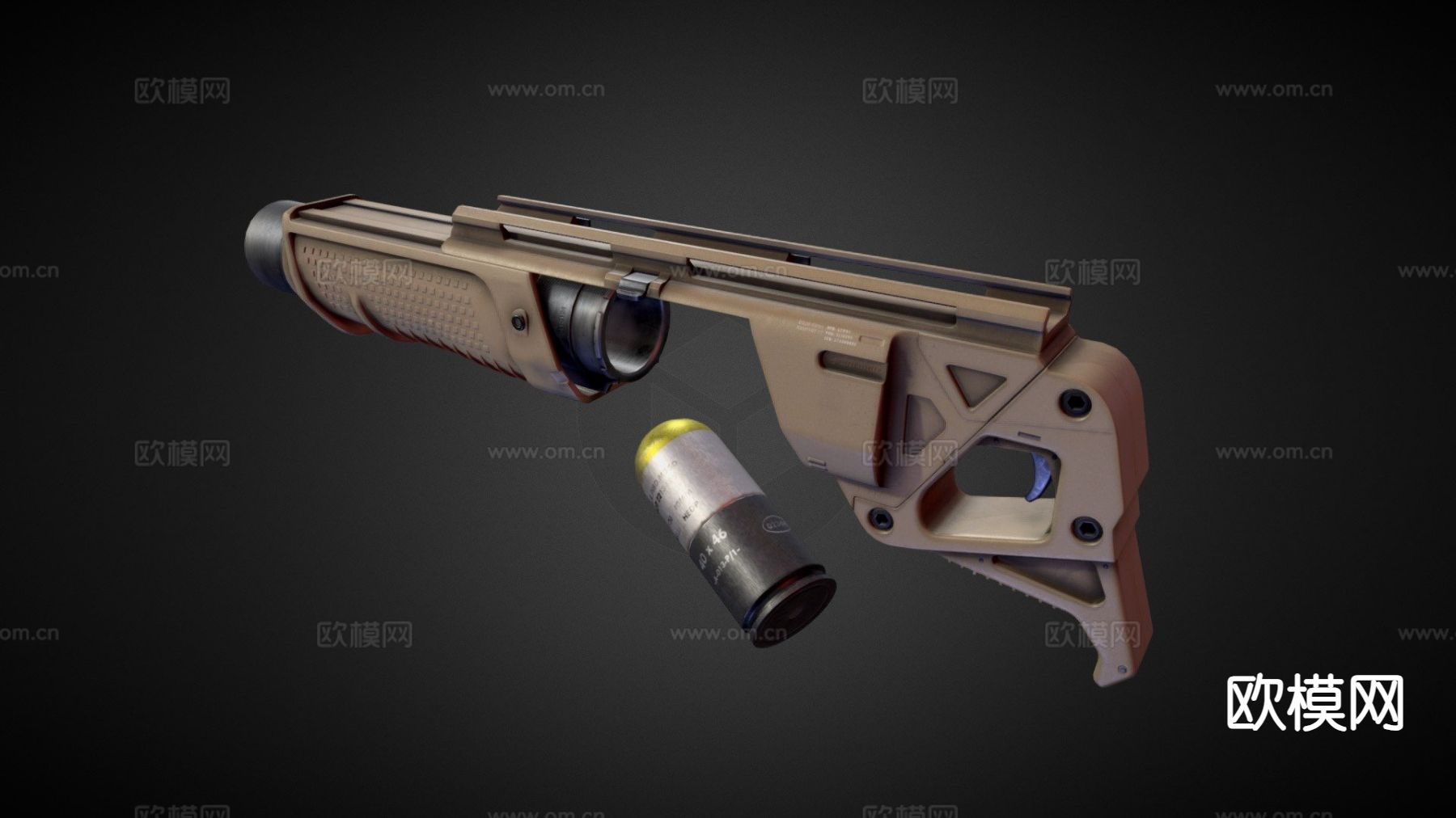 堡垒17榴弹发射器su模型下载（渲染图2）