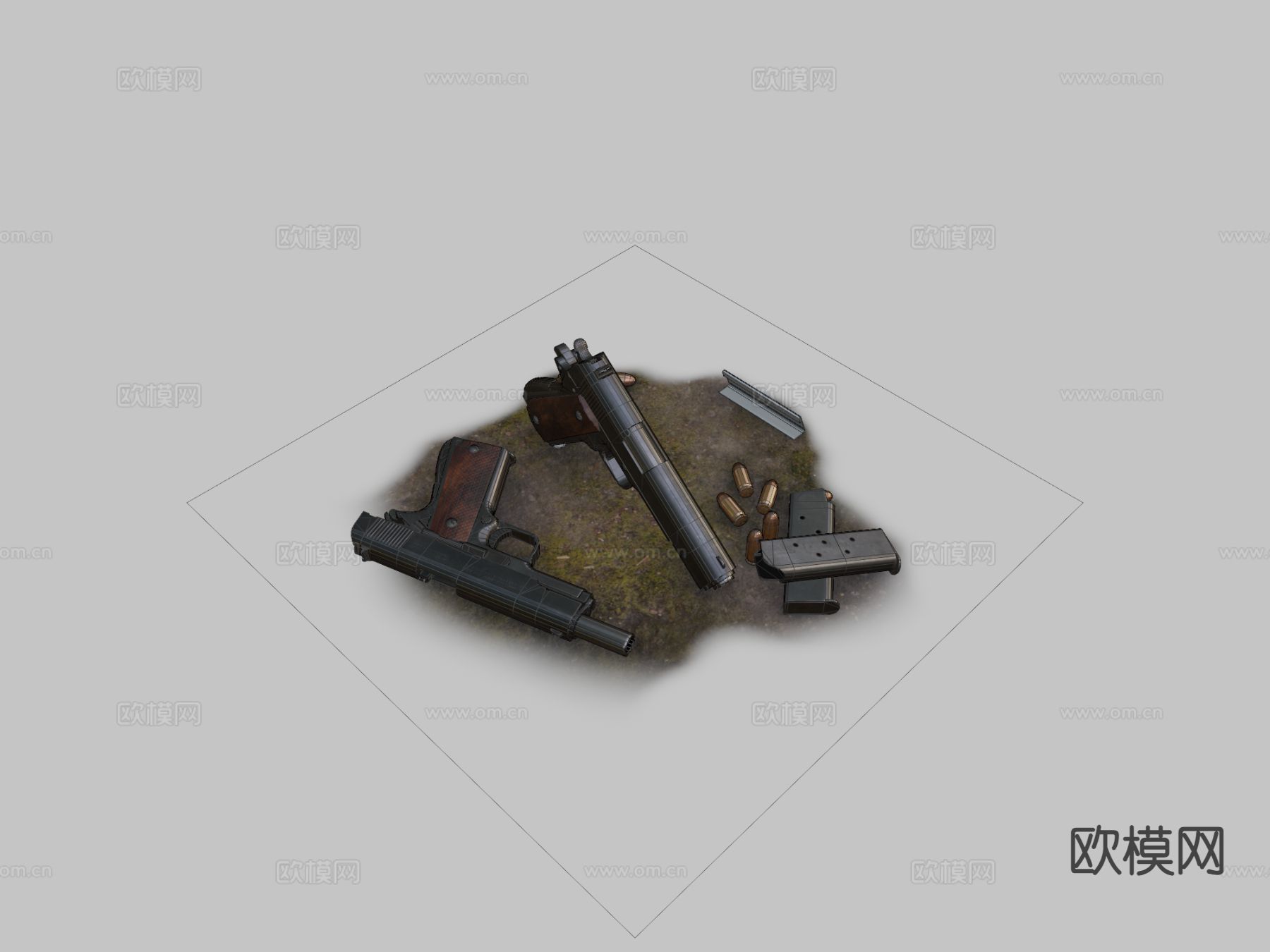 手枪 枪支 枪械su模型下载（渲染图1）