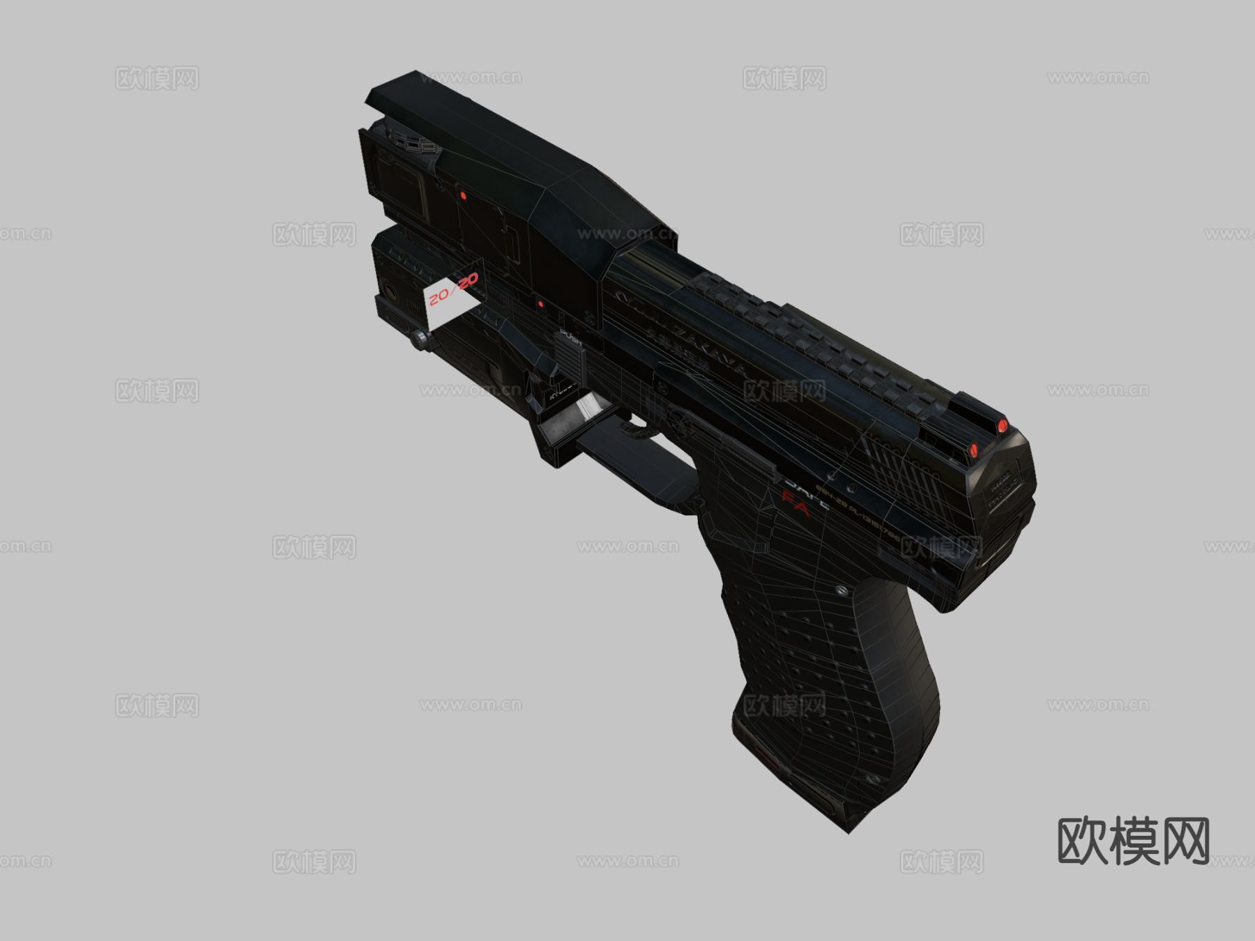 科幻手枪 枪支 枪械su模型下载（渲染图1）