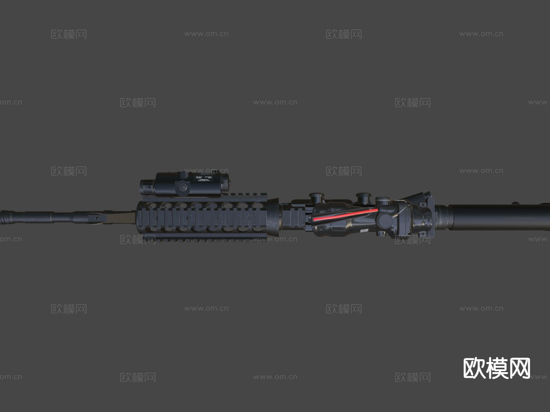 M4卡宾枪与瞄准镜su模型下载（渲染图5）