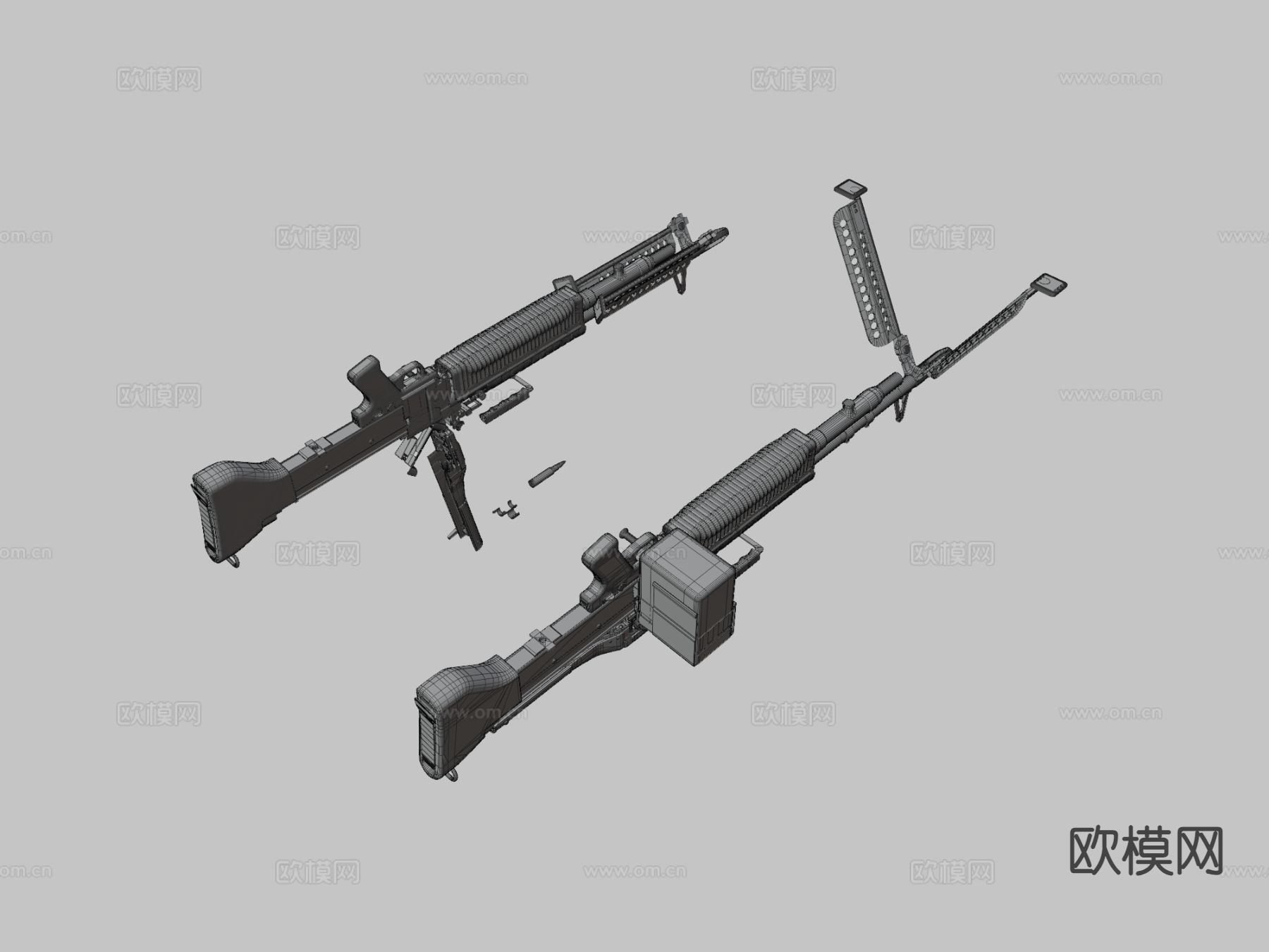 M60轻机枪su模型下载（渲染图3）
