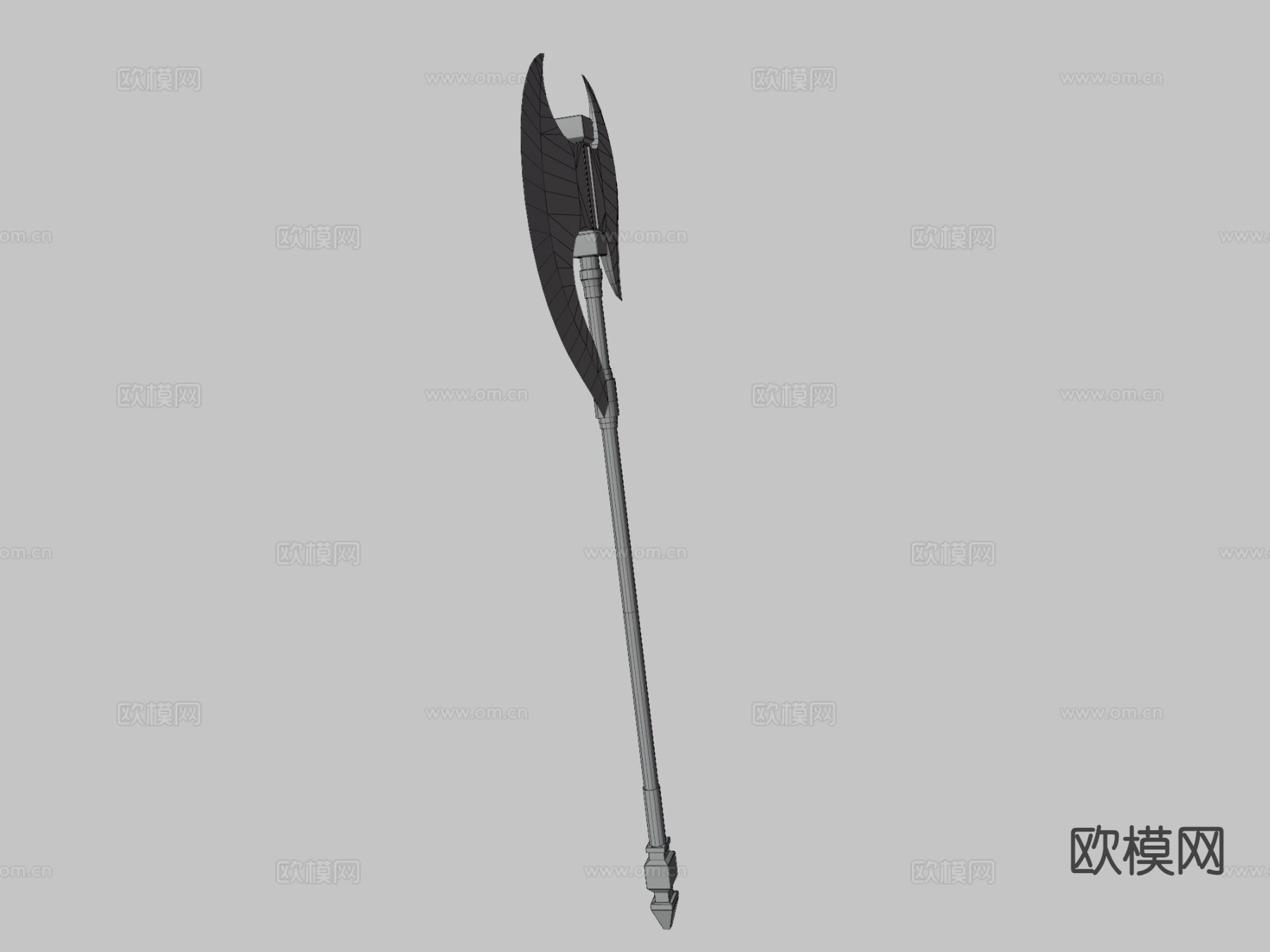 金玫瑰战斧su模型下载（渲染图1）